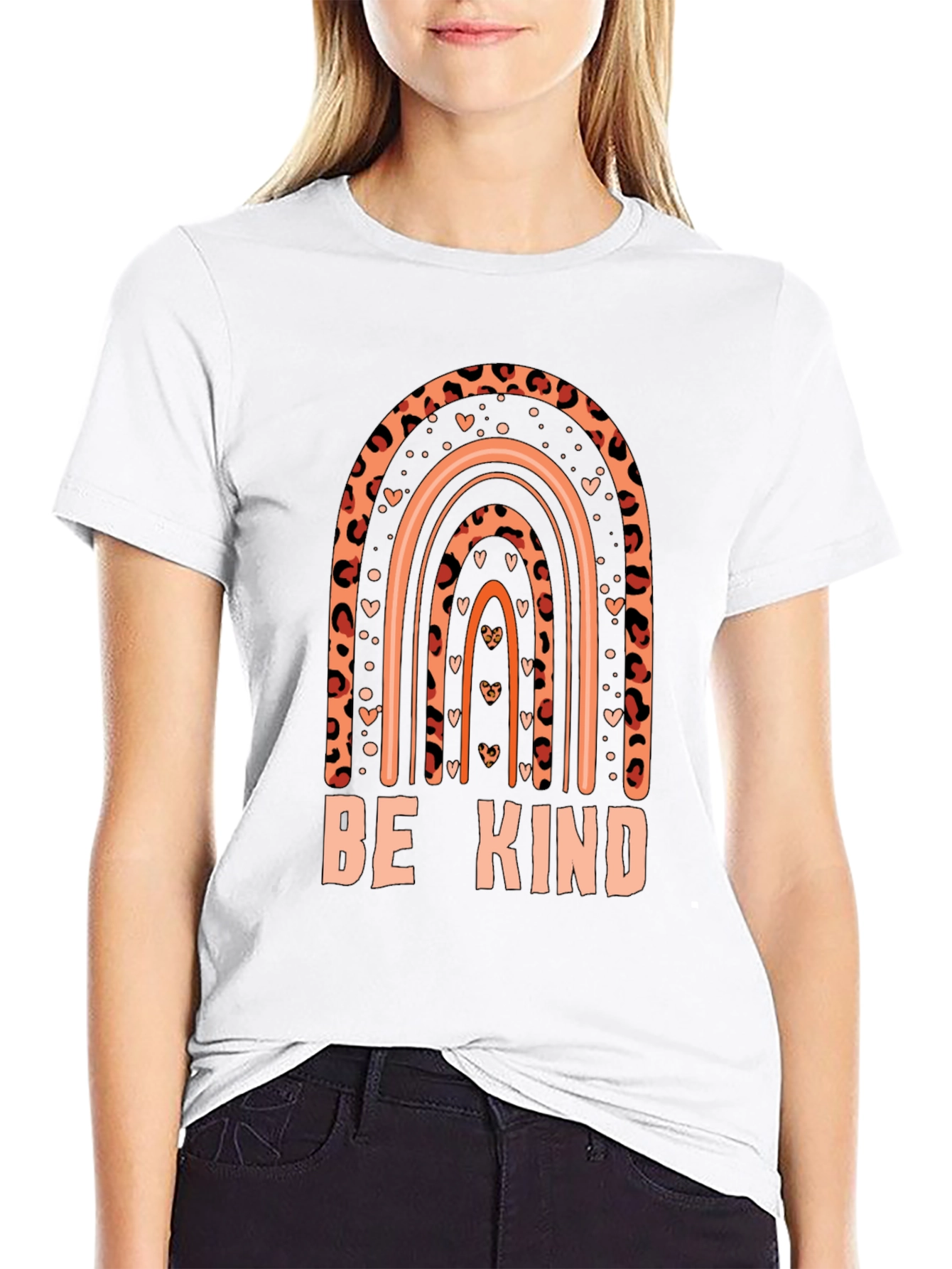 Be Kind Graphic Tee Leopard Rainbow