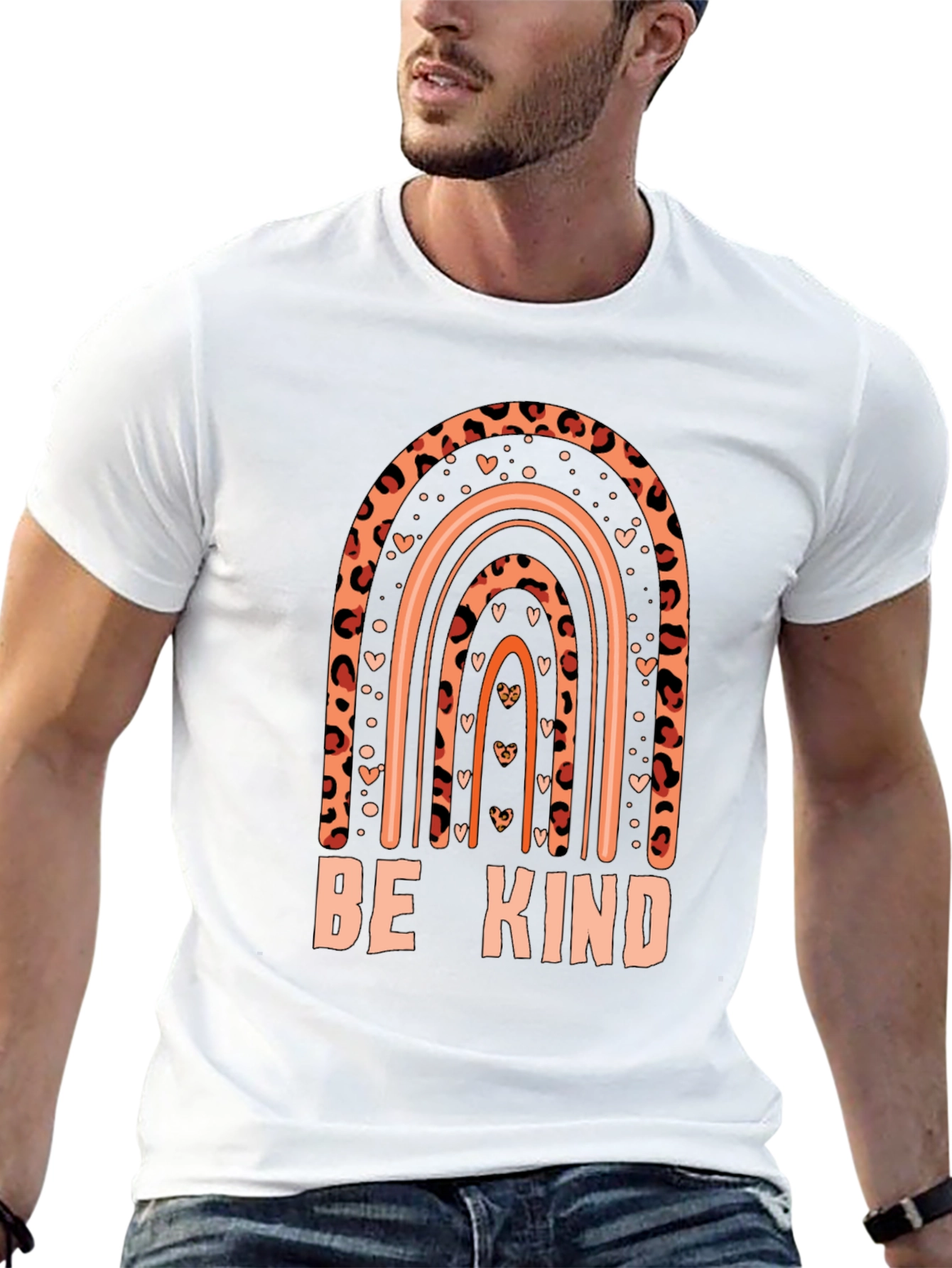 Be Kind Graphic Tee Leopard Rainbow