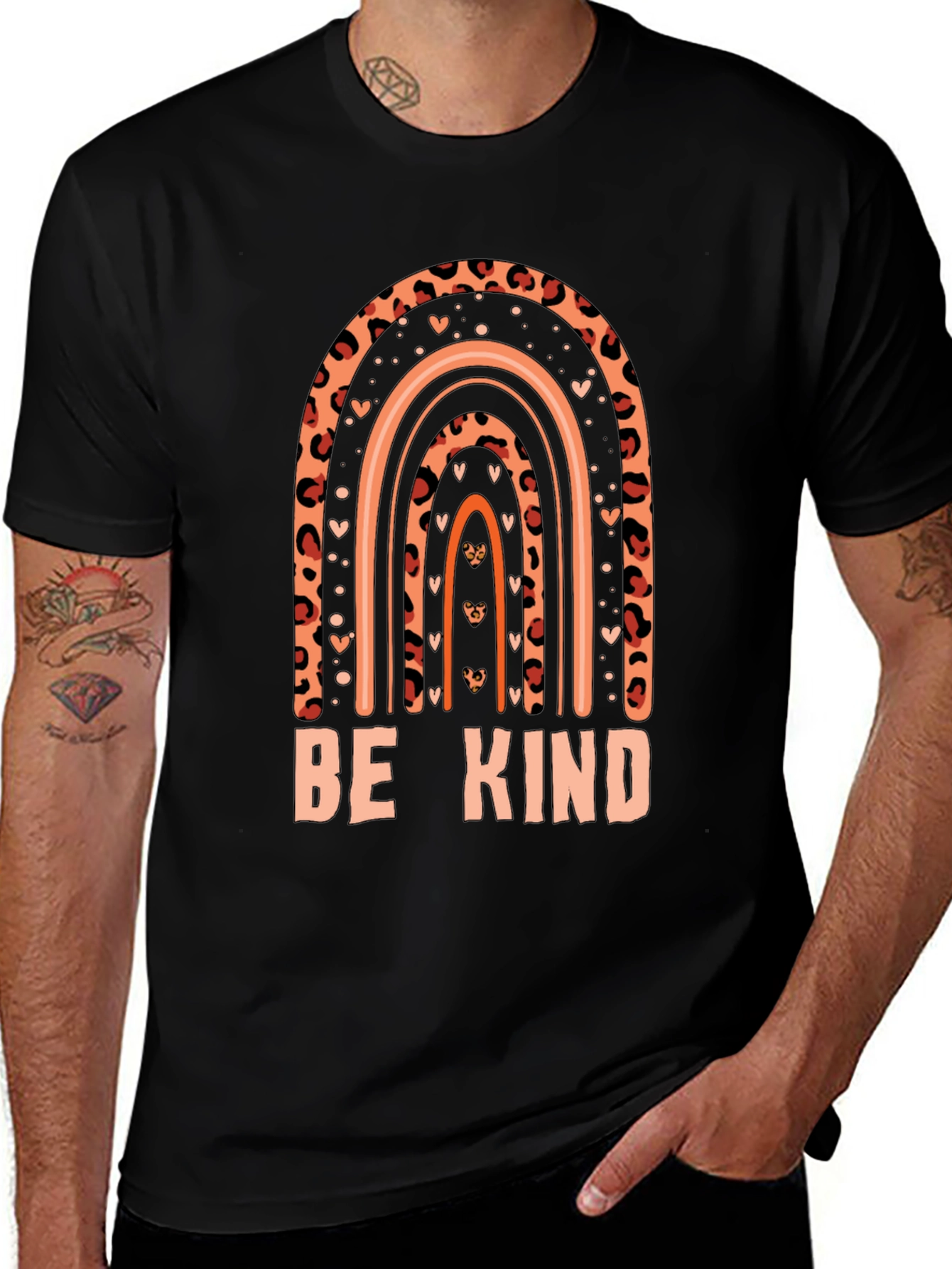 Be Kind Graphic Tee Leopard Rainbow