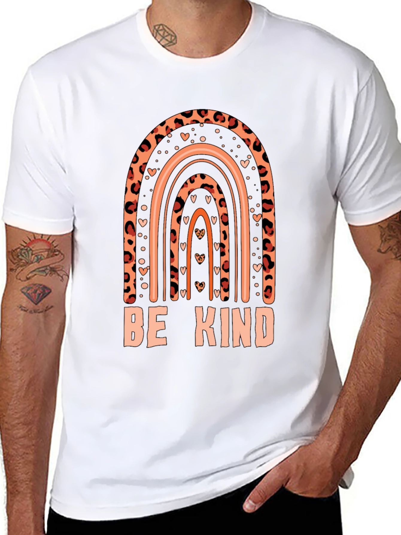 Be Kind Graphic Tee Leopard Rainbow