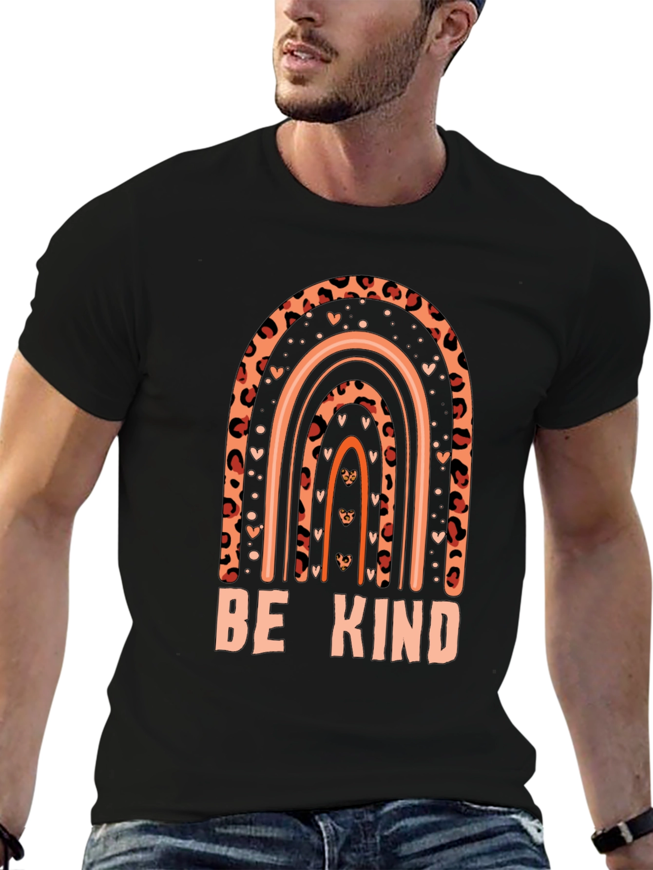 Be Kind Graphic Tee Leopard Rainbow