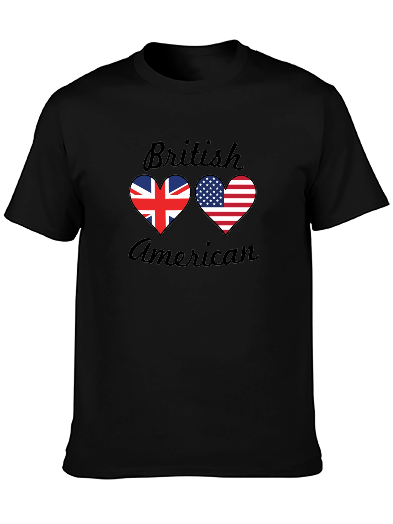 British American Flag Heart T-Shirt