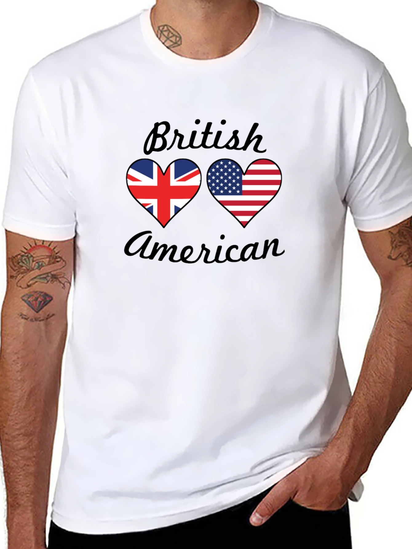 British American Flag Heart T-Shirt