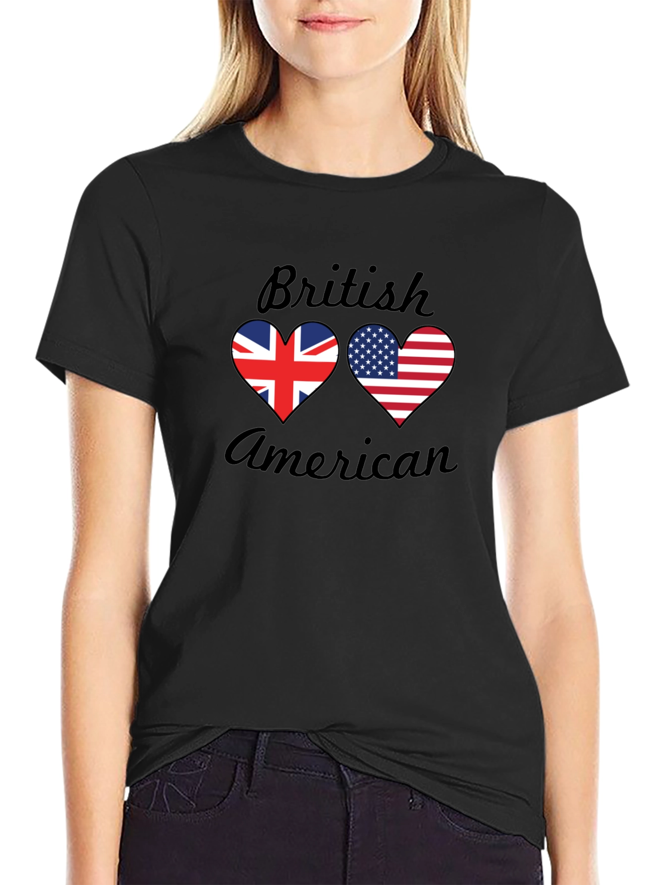 British American Flag Heart T-Shirt