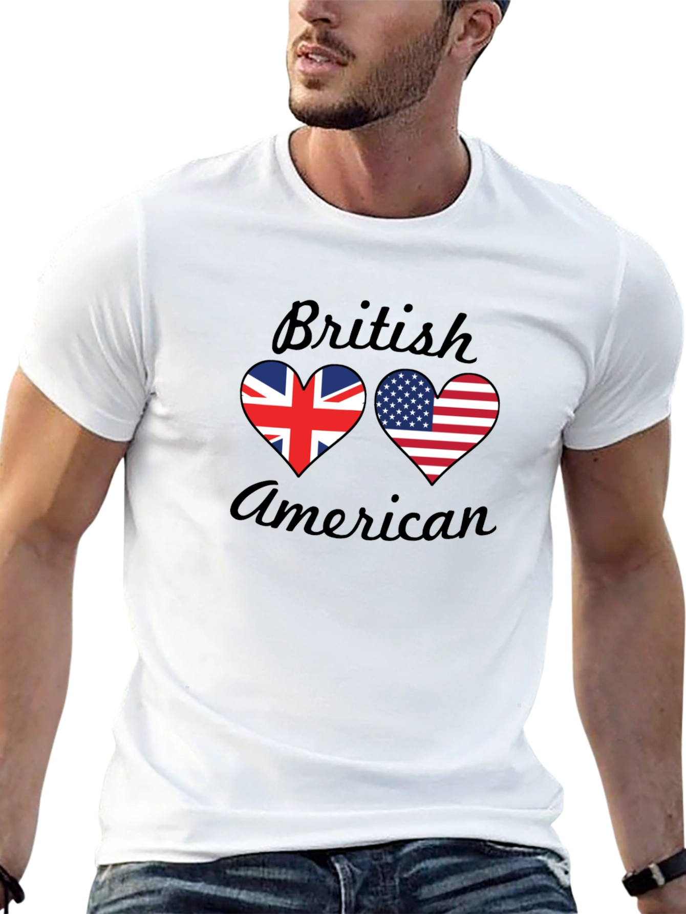 British American Flag Heart T-Shirt