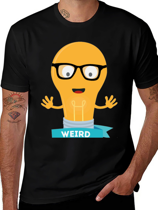 Weird Idea Light Bulb Graphic Tee - Black Cotton Blend