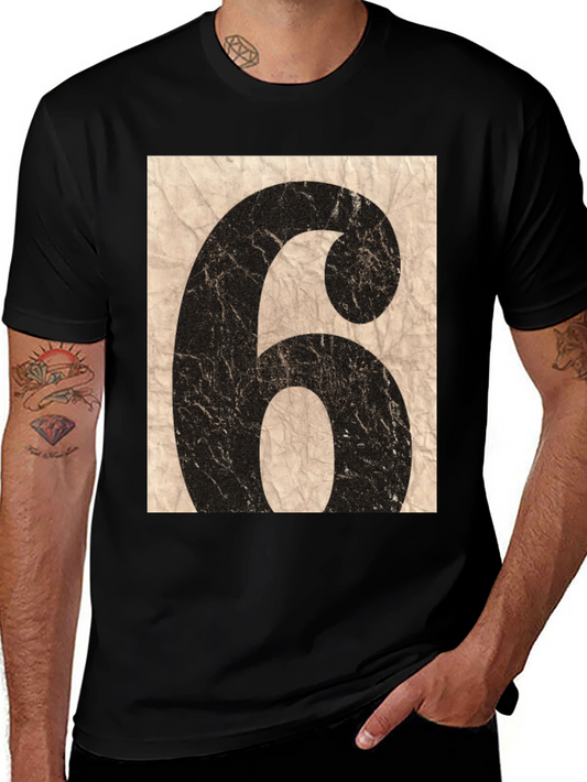 Vintage Number 6 Graphic Tee - Retro Style