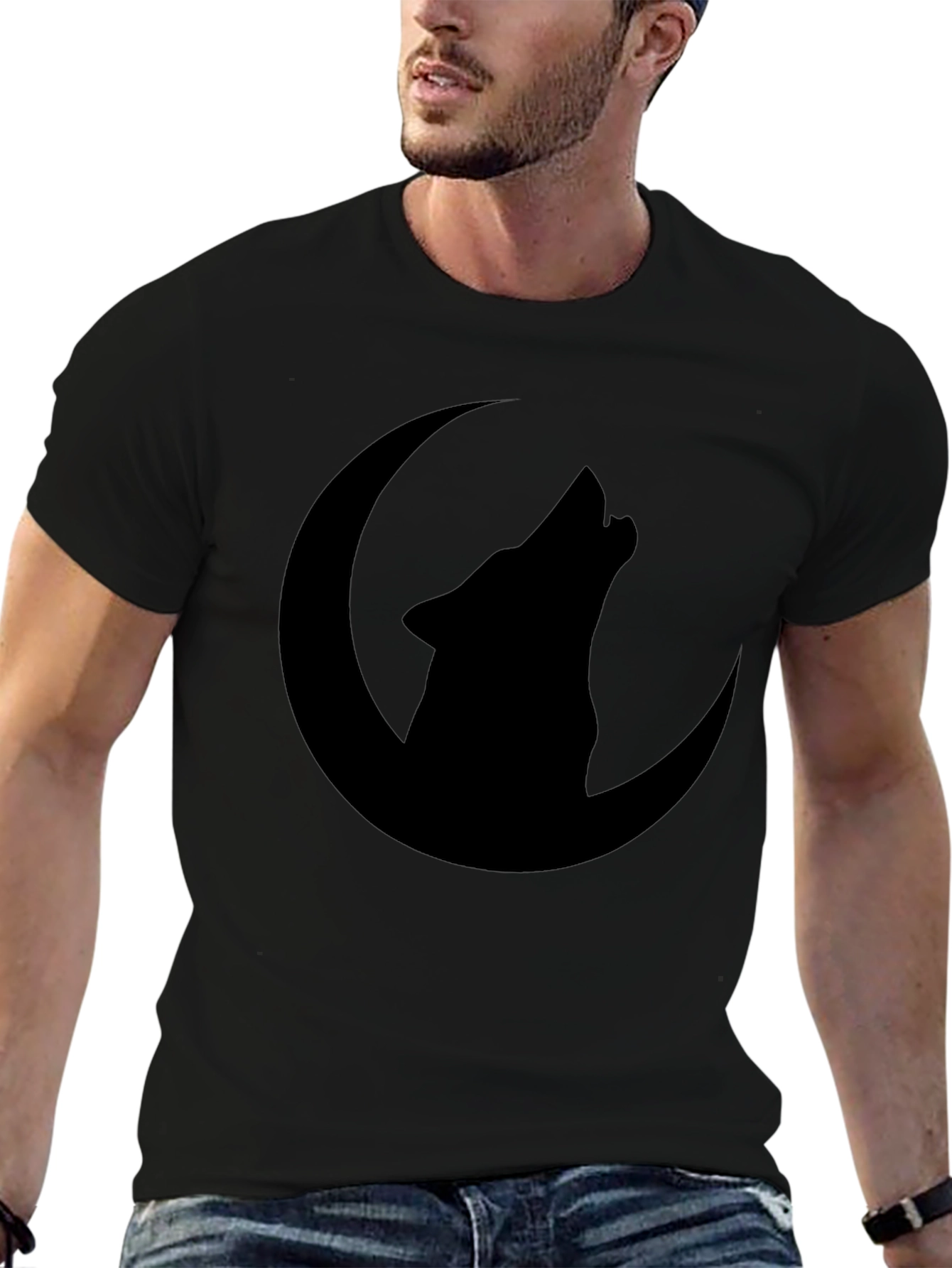 Wolf Moon Graphic T-Shirt - Black