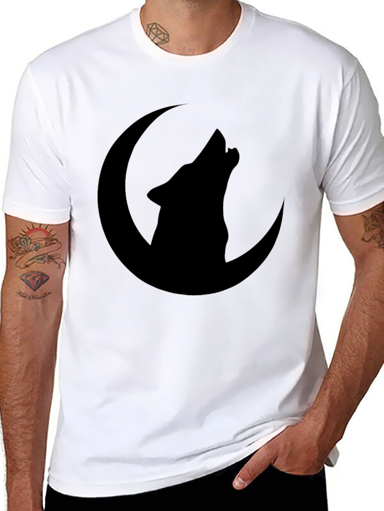 Wolf Moon Graphic T-Shirt - Black