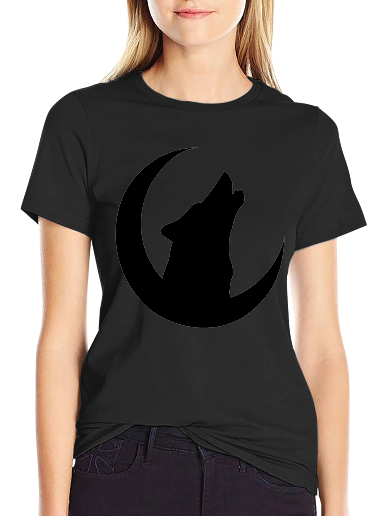 Wolf Moon Graphic T-Shirt - Black