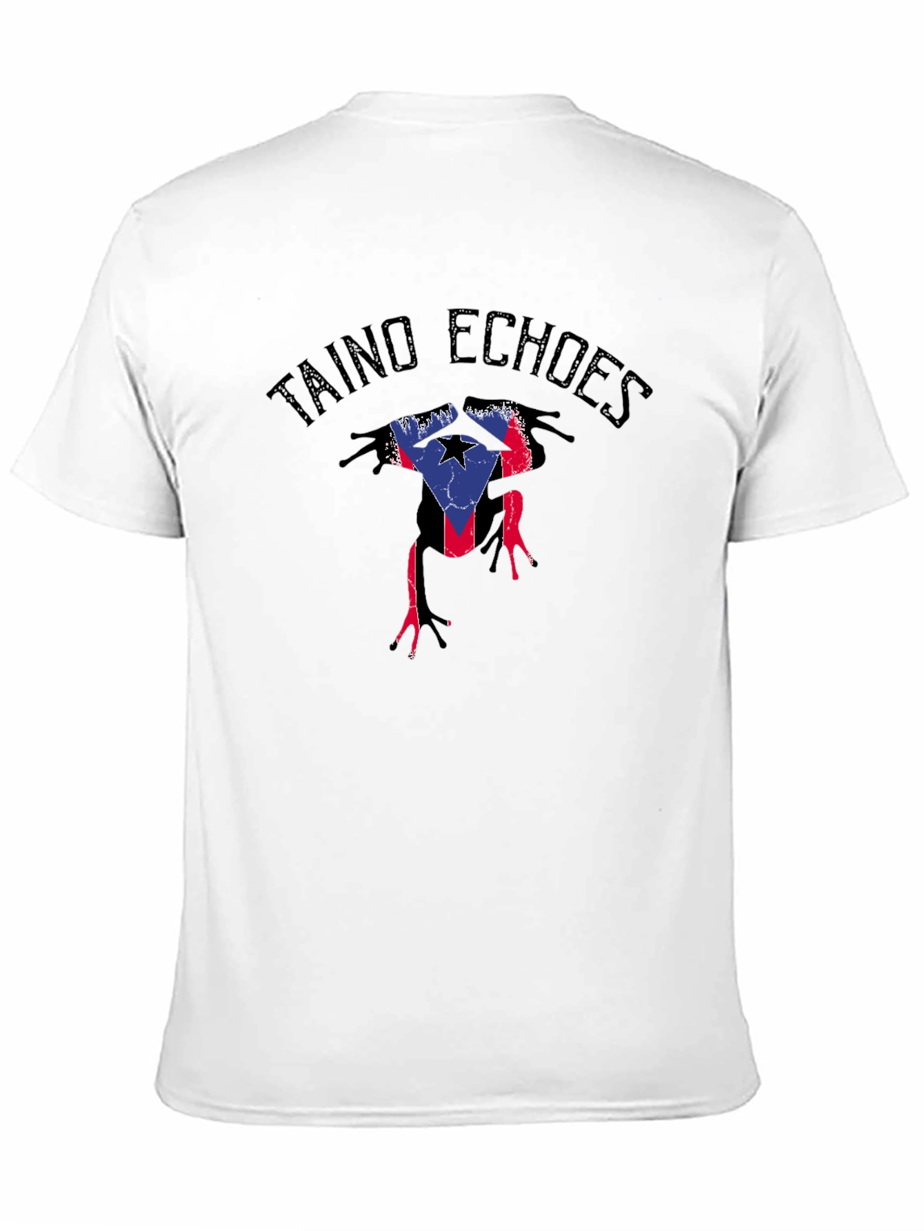 Taino Echoes Puerto Rico Flag Coqui Frog Black T-Shirt