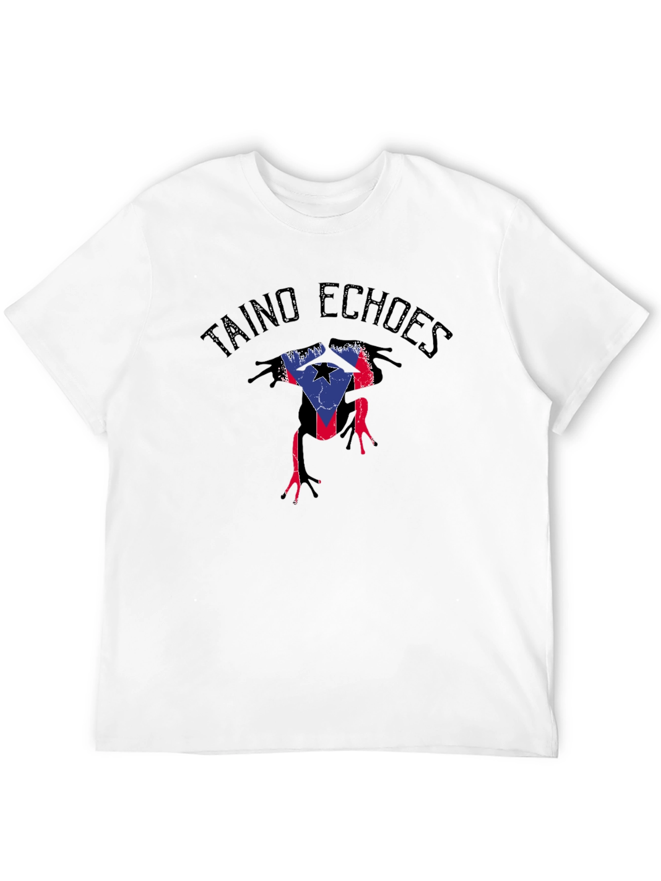 Taino Echoes Puerto Rico Flag Coqui Frog Black T-Shirt