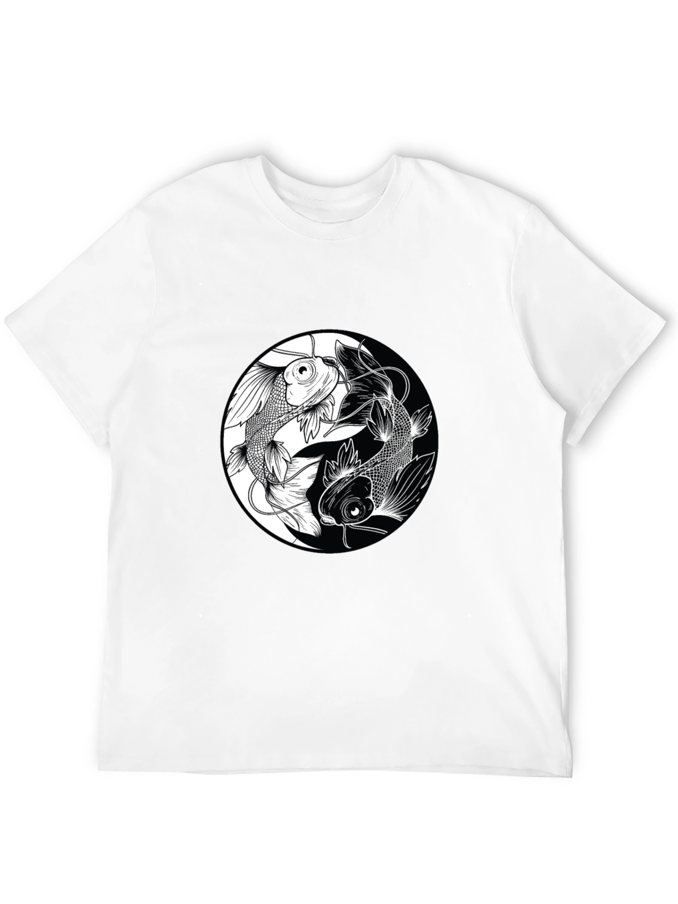 Yin Yang Koi Fish Graphic Black T-Shirt