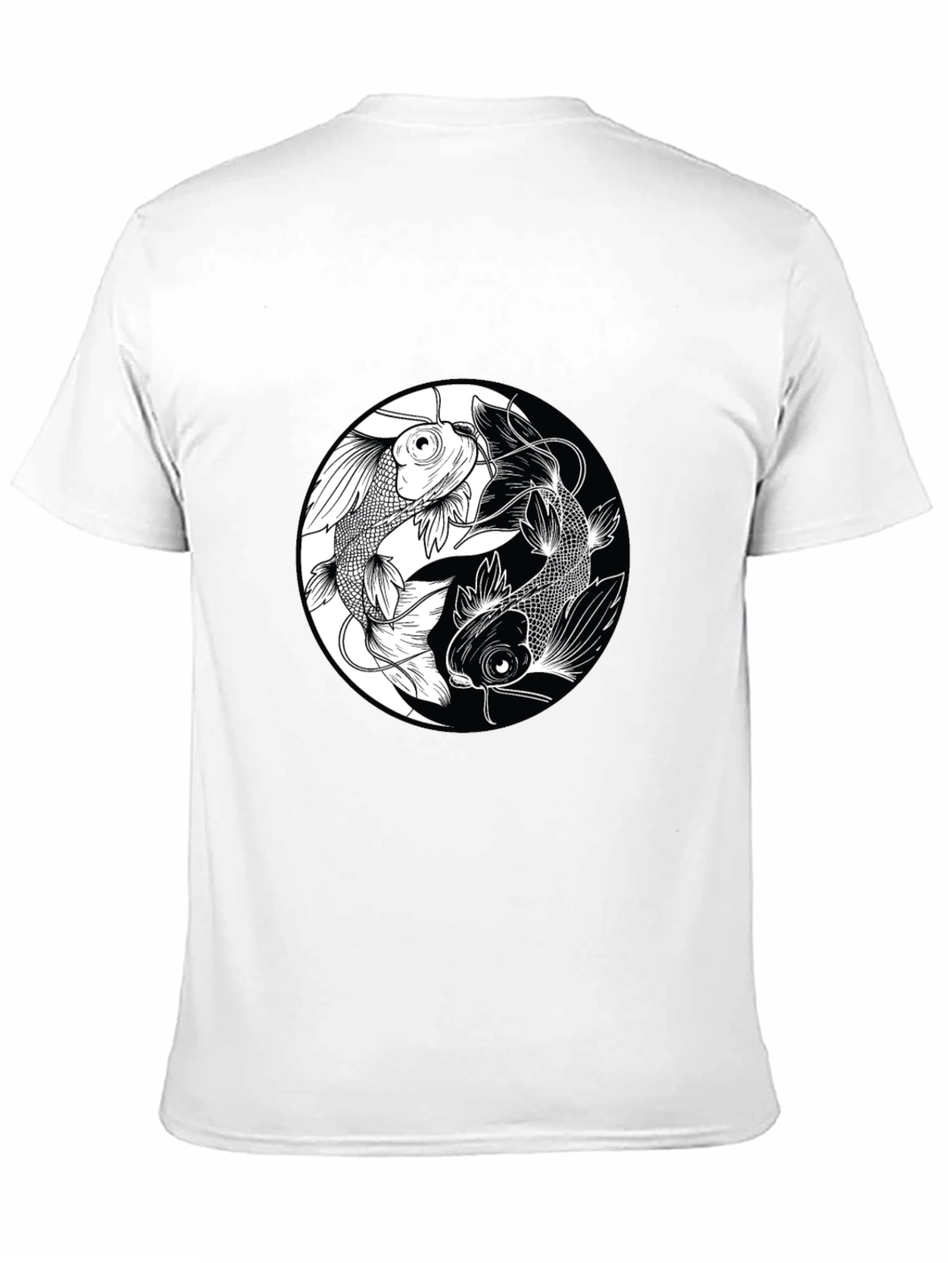 Yin Yang Koi Fish Graphic Black T-Shirt