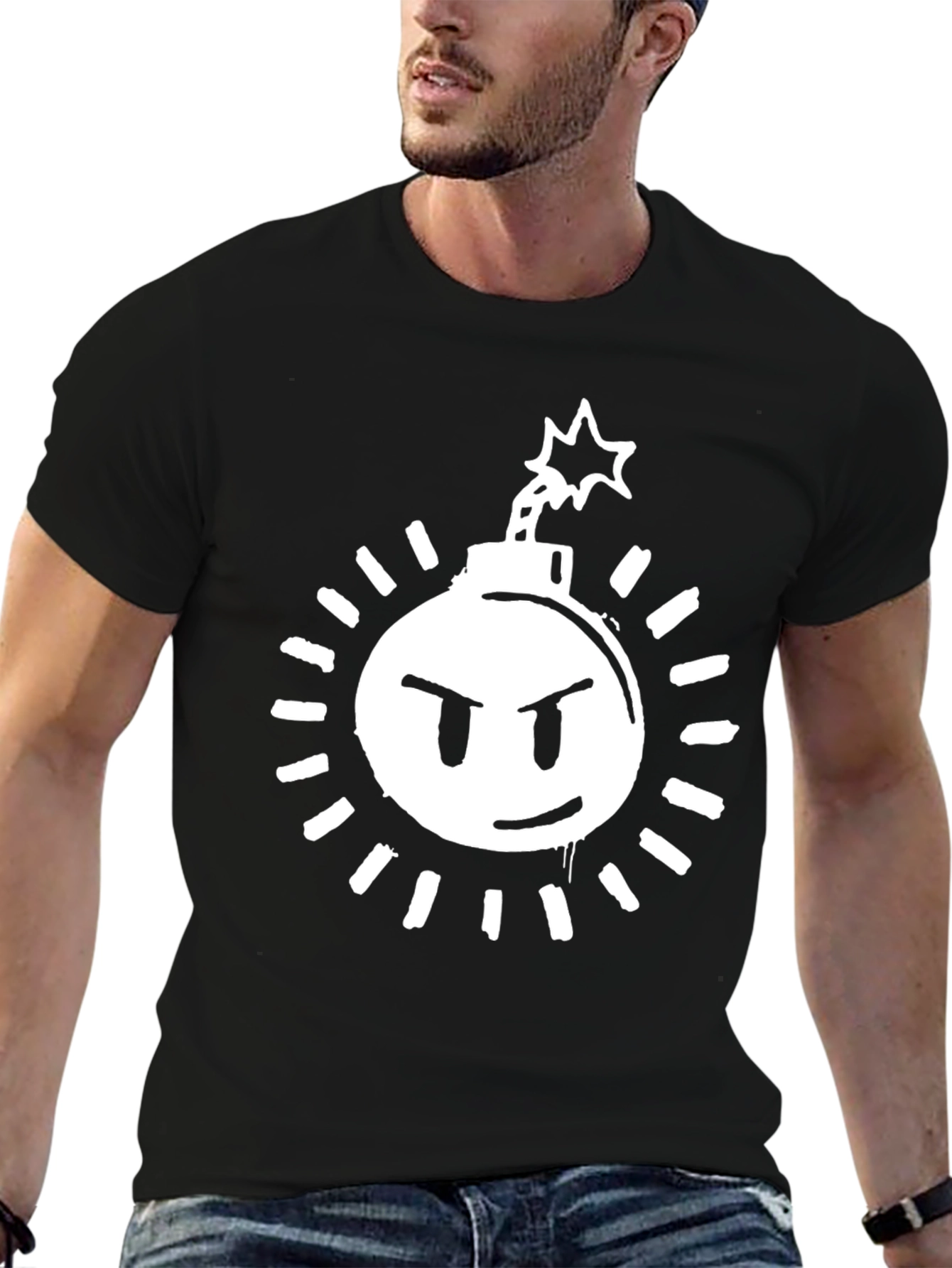 Angry Bomb Graphic Tee - Black Cotton Blend