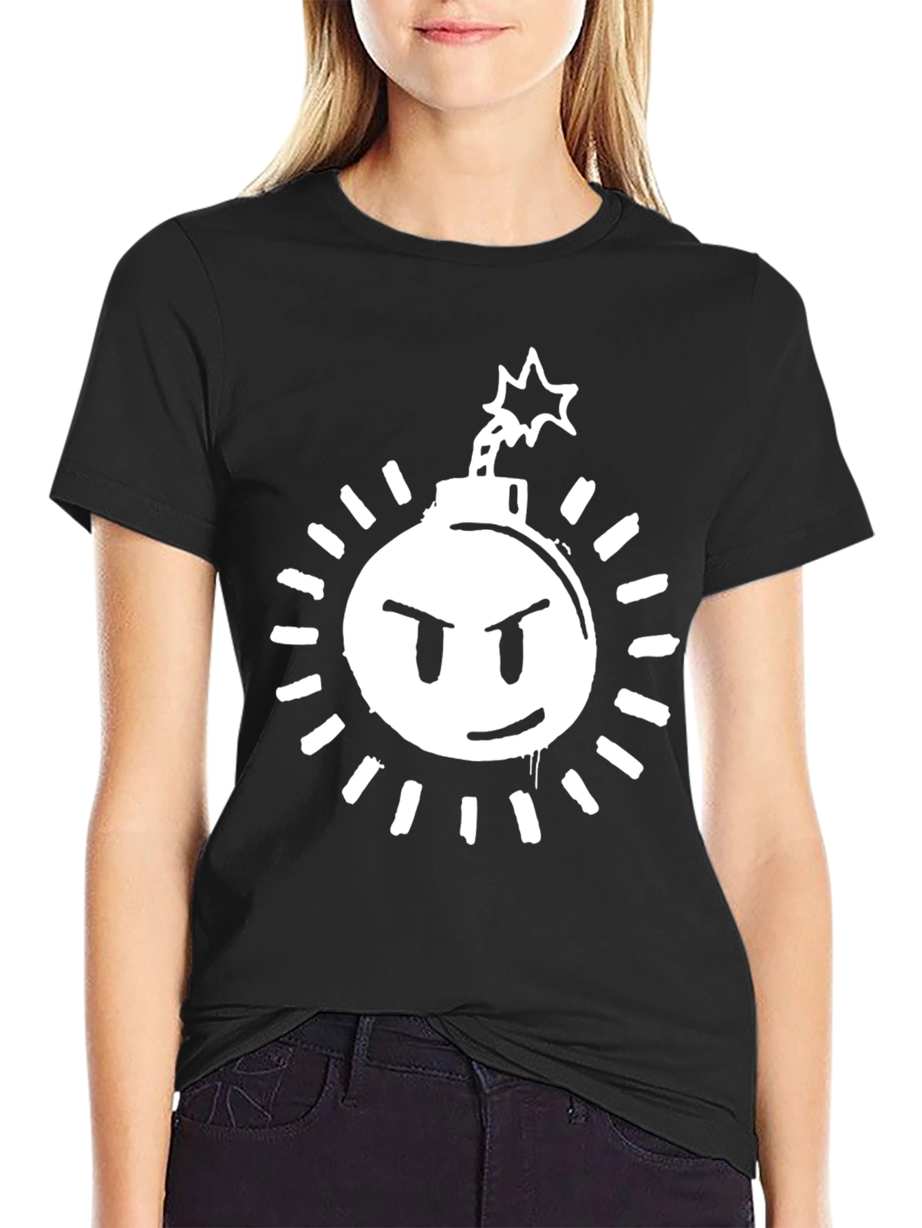 Angry Bomb Graphic Tee - Black Cotton Blend