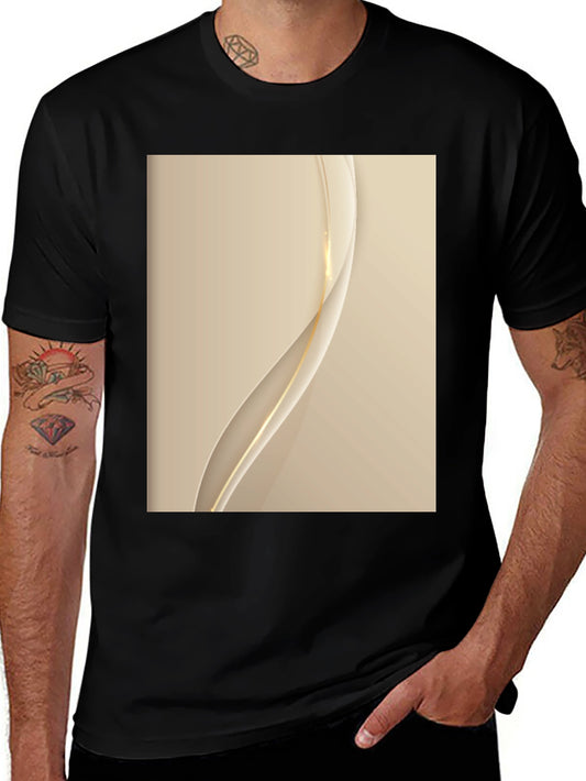Stylish Black T-Shirt with Abstract Gold Design