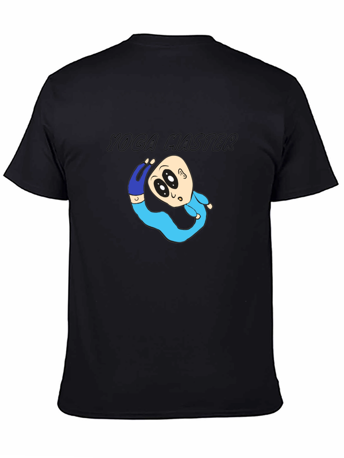 Yoga Master Cartoon Black T-Shirt