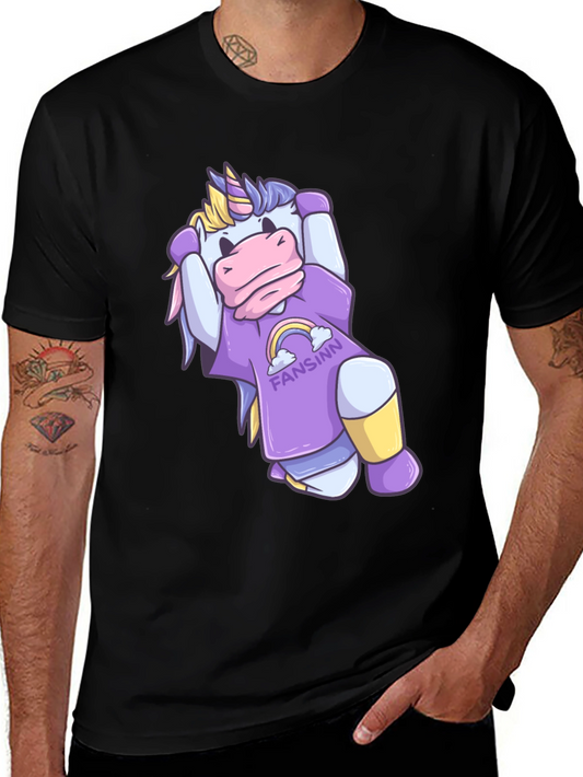 Unicorn Cartoon Graphic Black T-Shirt