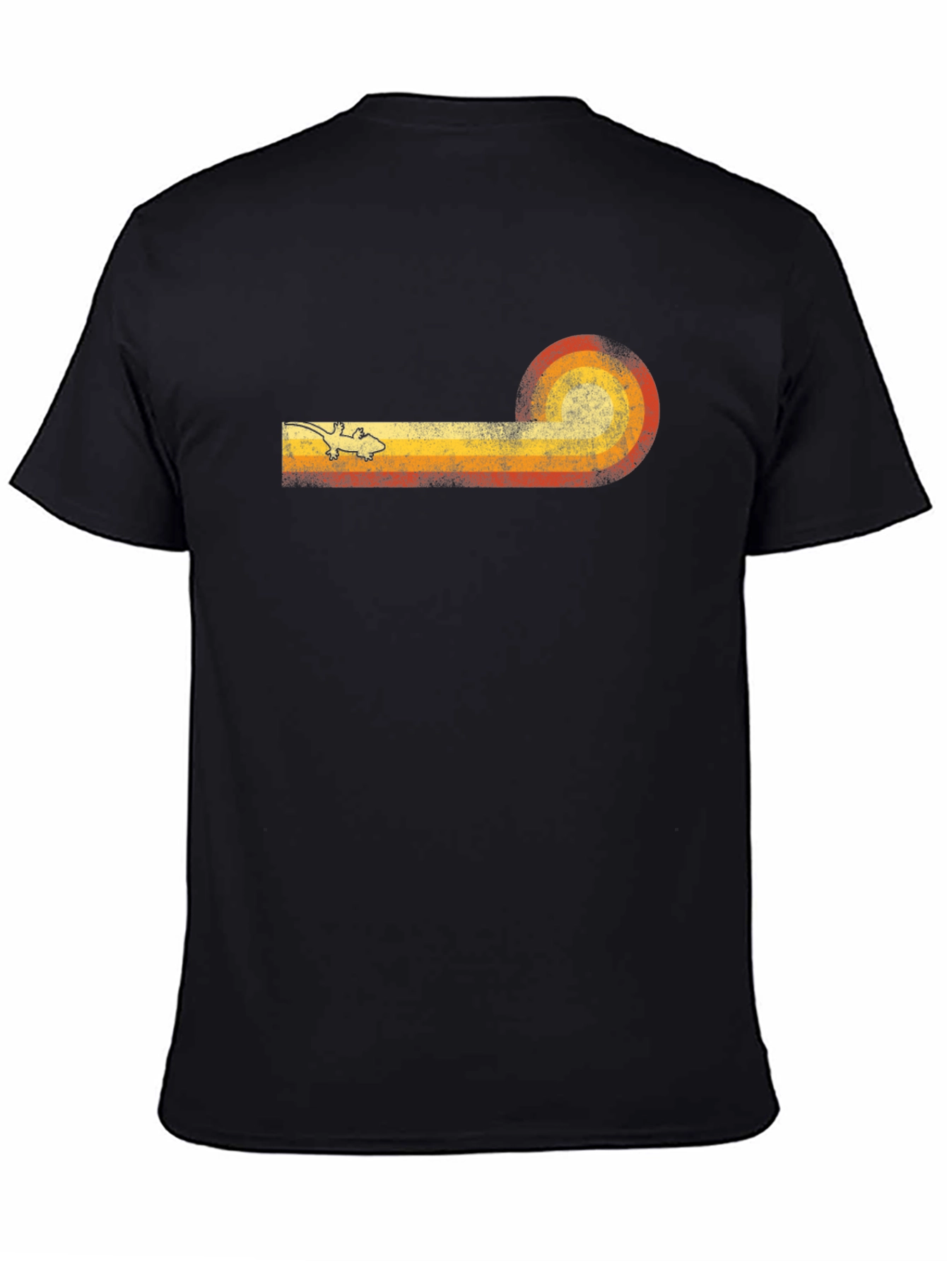 Retro Lizard Sunset Graphic Tee - Black