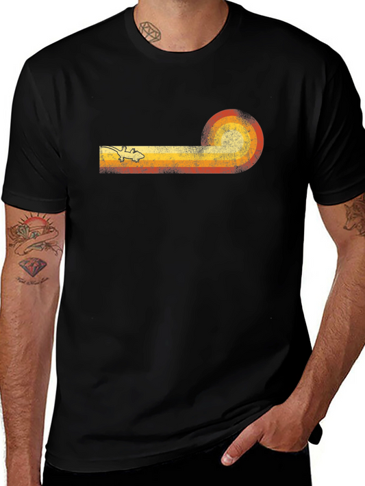 Retro Lizard Sunset Graphic Tee - Black