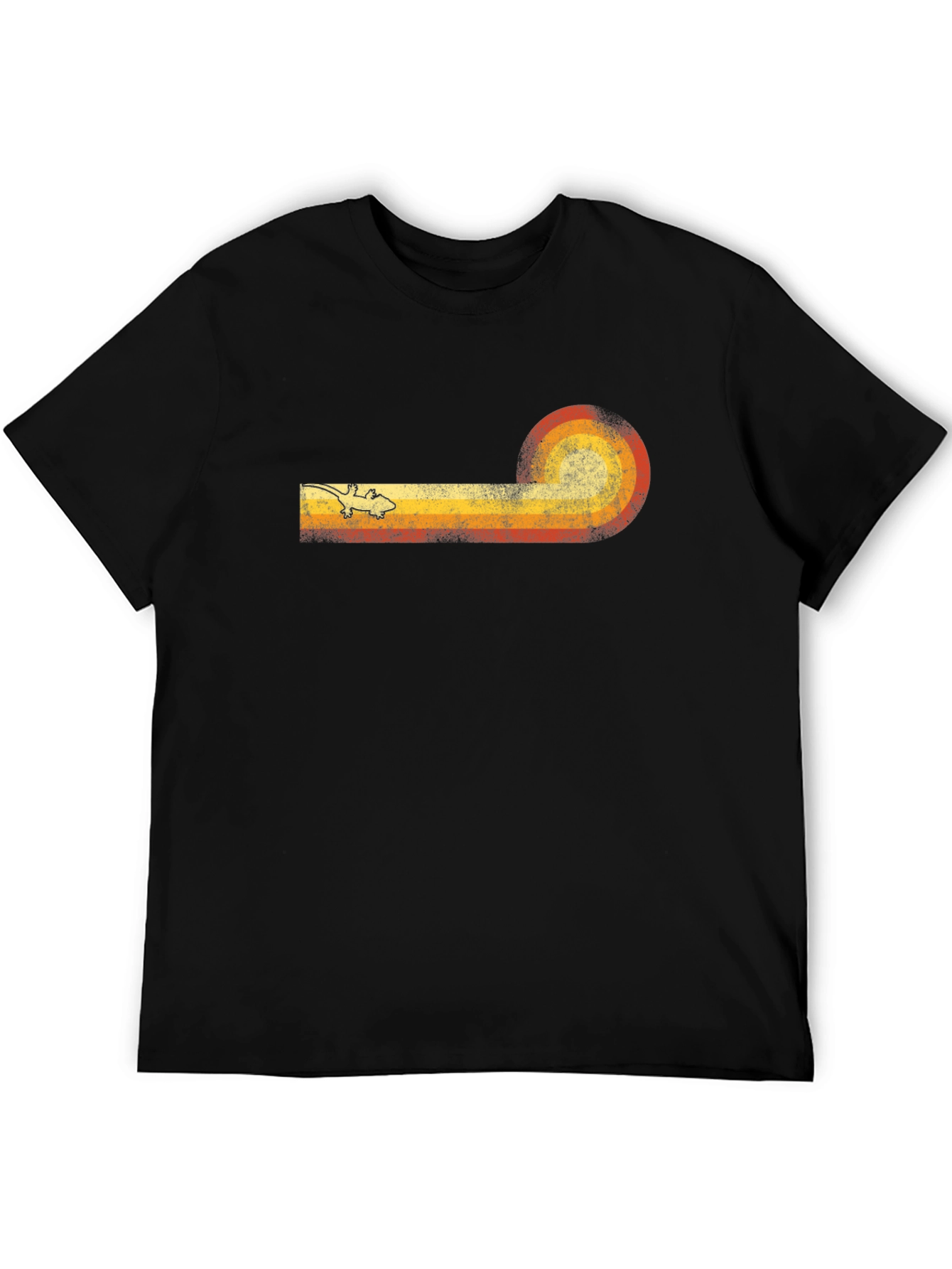 Retro Lizard Sunset Graphic Tee - Black