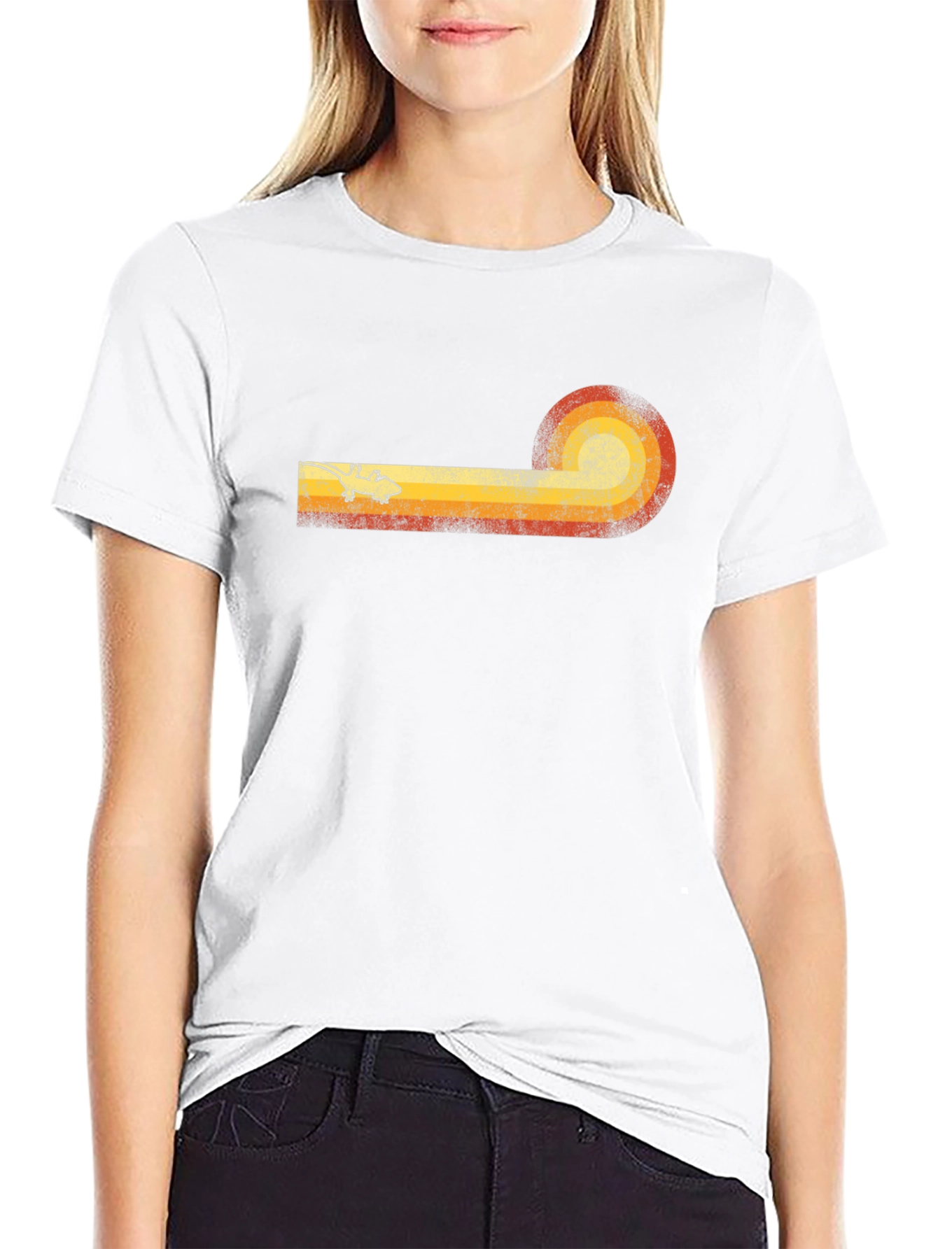 Retro Lizard Sunset Graphic Tee - Black