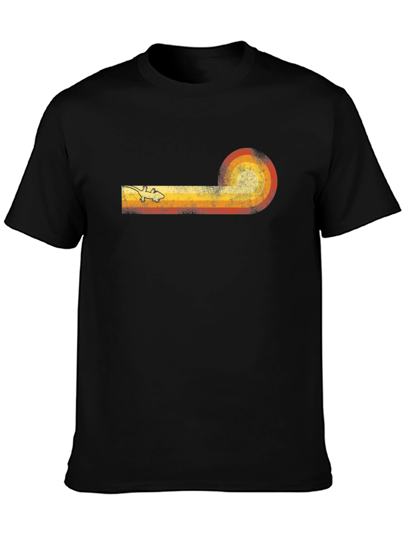 Retro Lizard Sunset Graphic Tee - Black