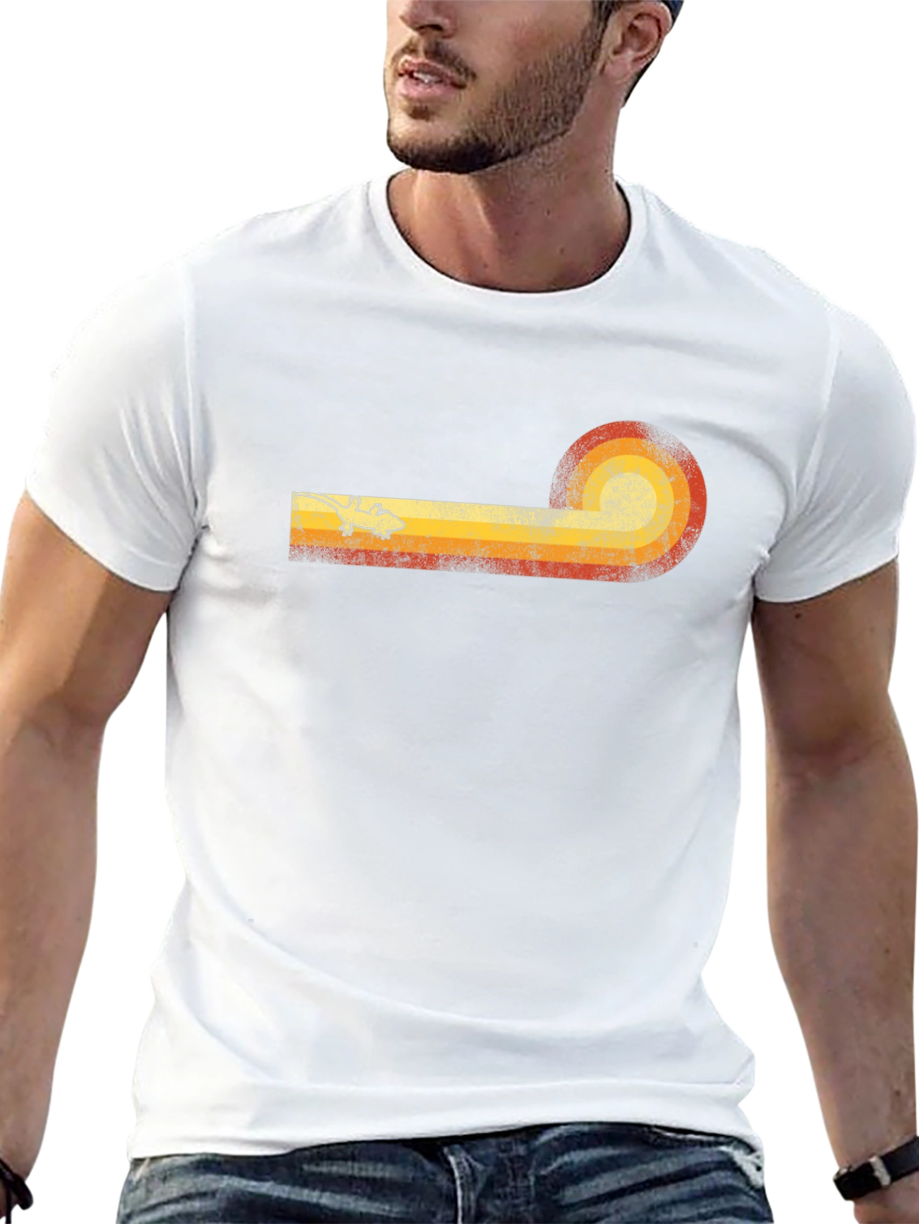 Retro Lizard Sunset Graphic Tee - Black