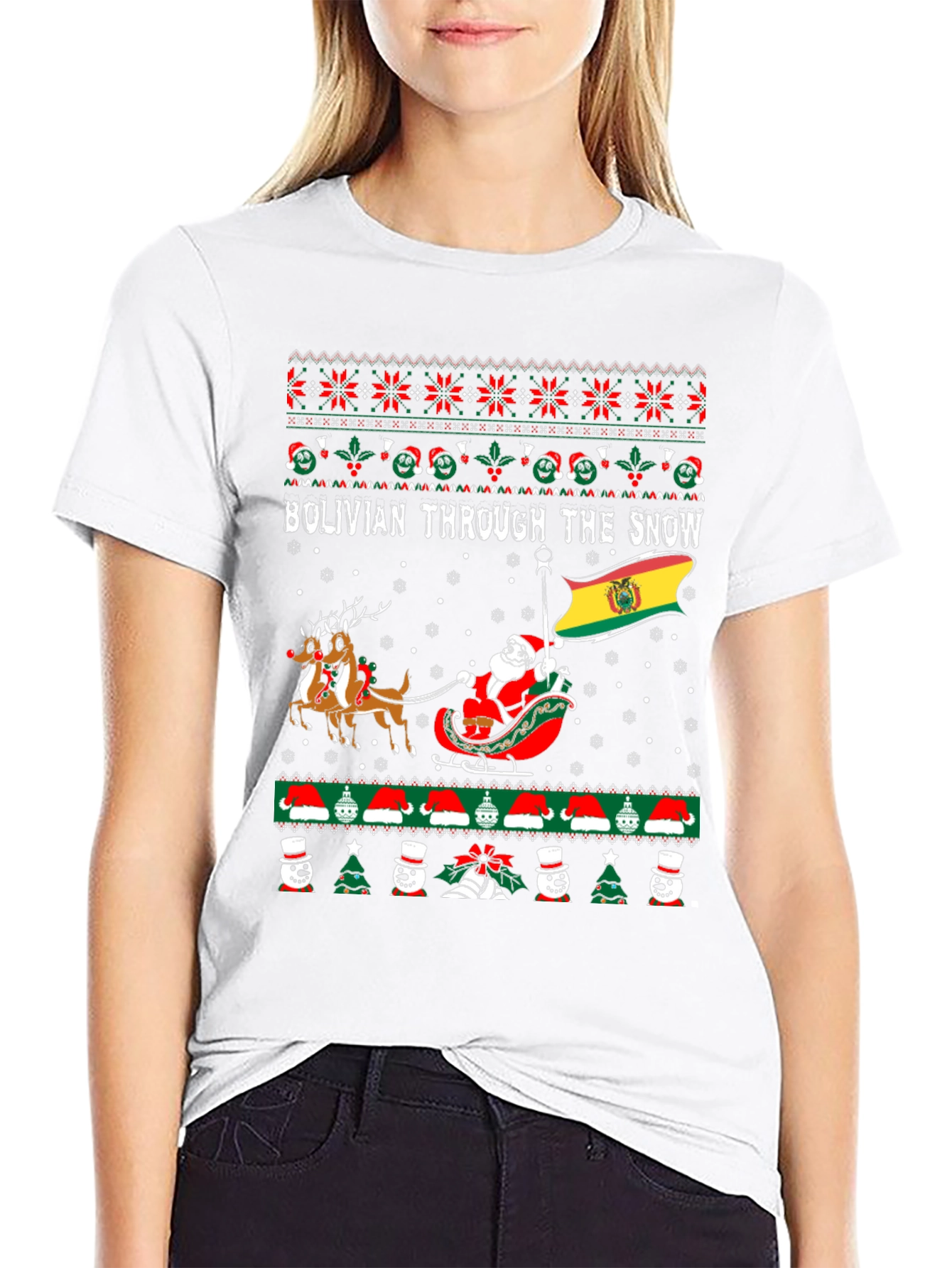 Bolivian Through the Snow Ugly Christmas Sweater T-Shirt