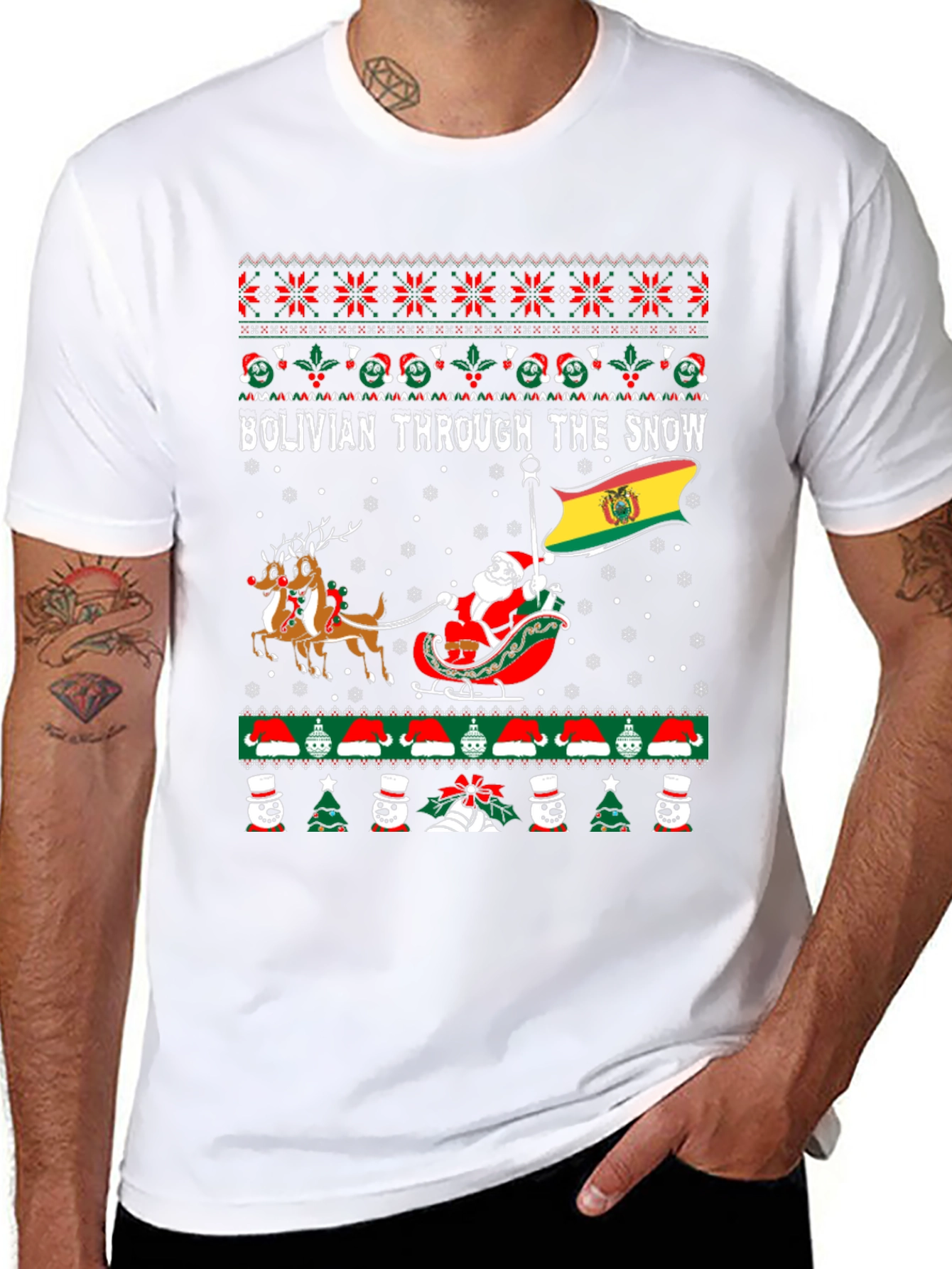 Bolivian Through the Snow Ugly Christmas Sweater T-Shirt
