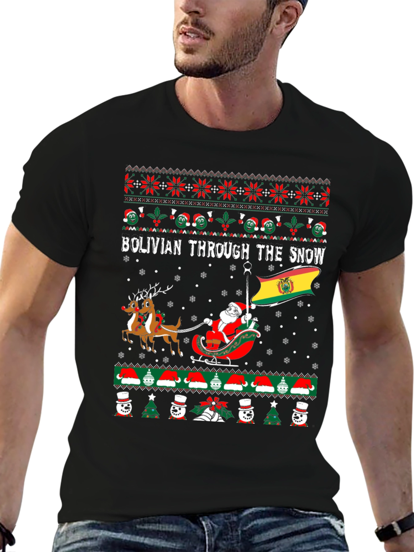 Bolivian Through the Snow Ugly Christmas Sweater T-Shirt