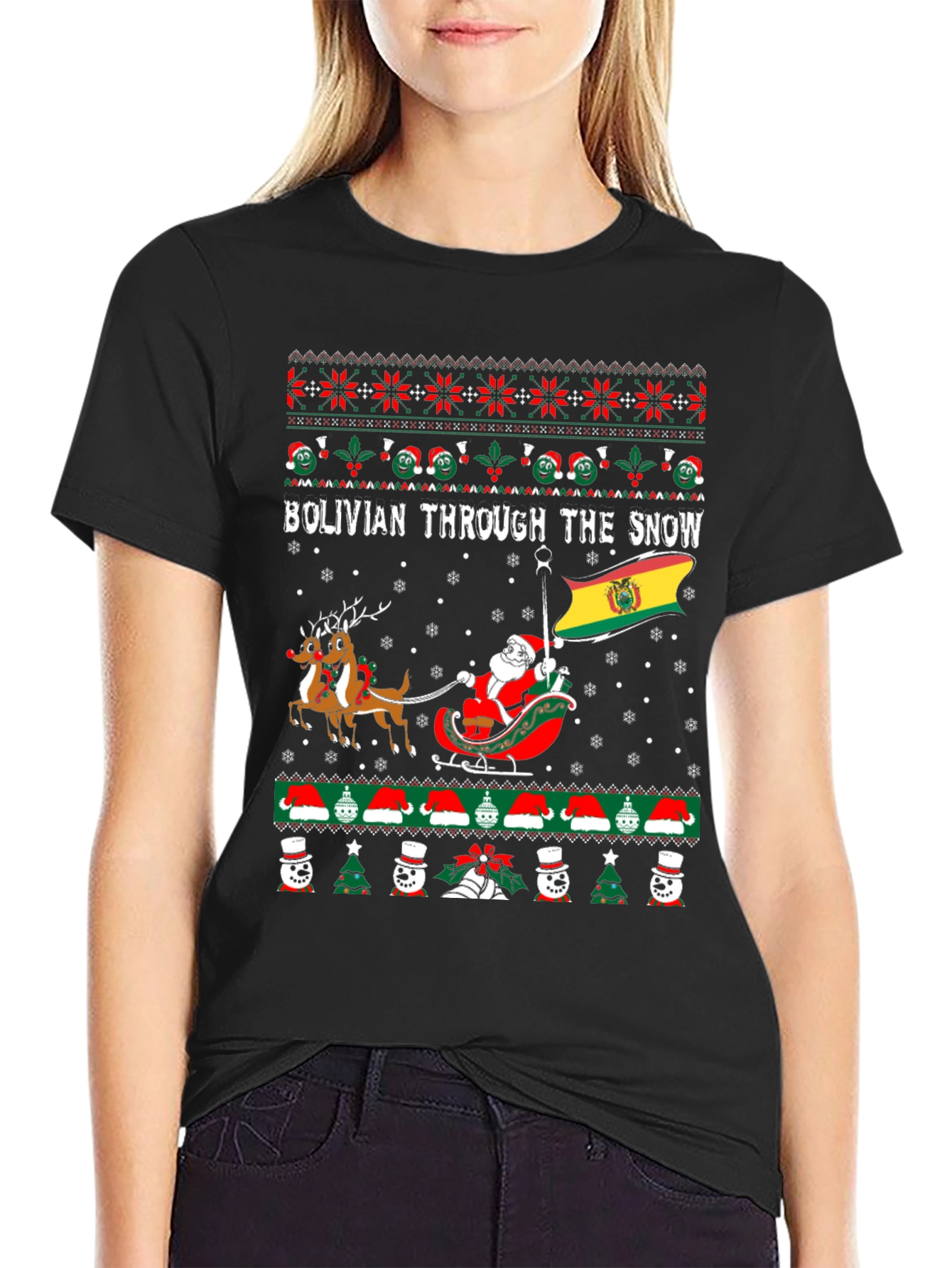 Bolivian Through the Snow Ugly Christmas Sweater T-Shirt