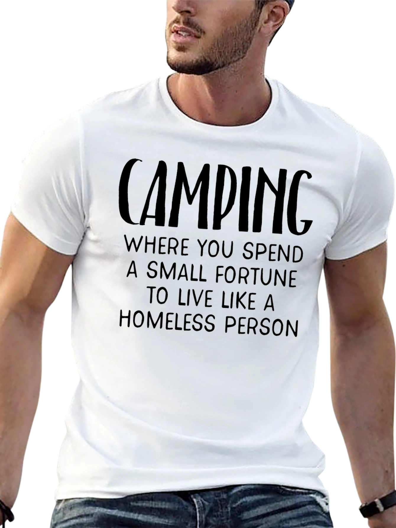 Camping Fortune Funny Black T-Shirt