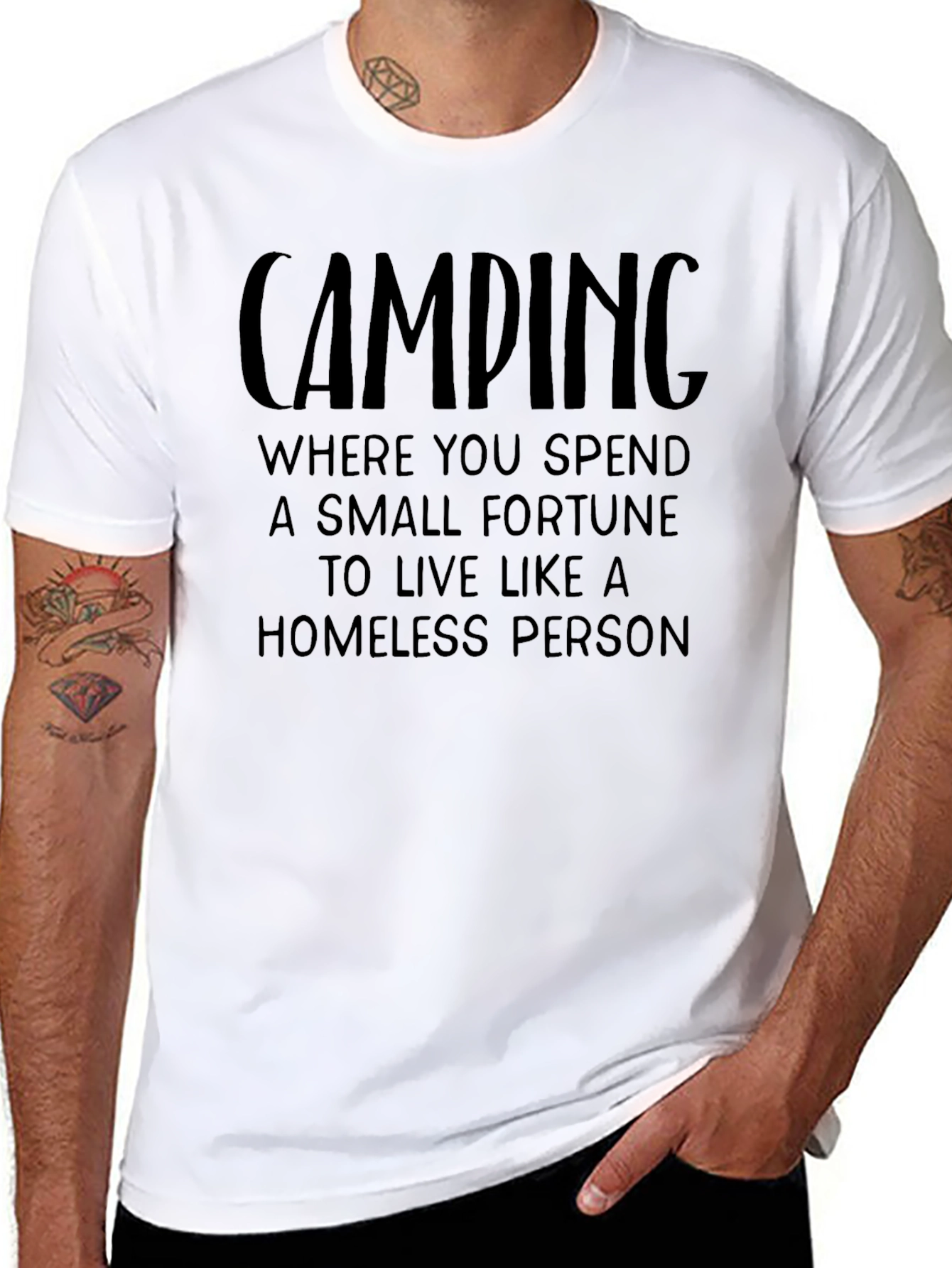 Camping Fortune Funny Black T-Shirt