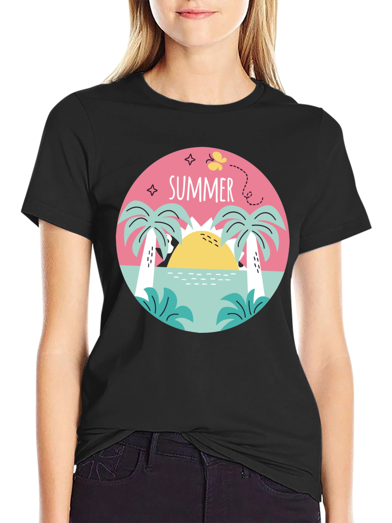 Summer Vibes Graphic Tee - Black
