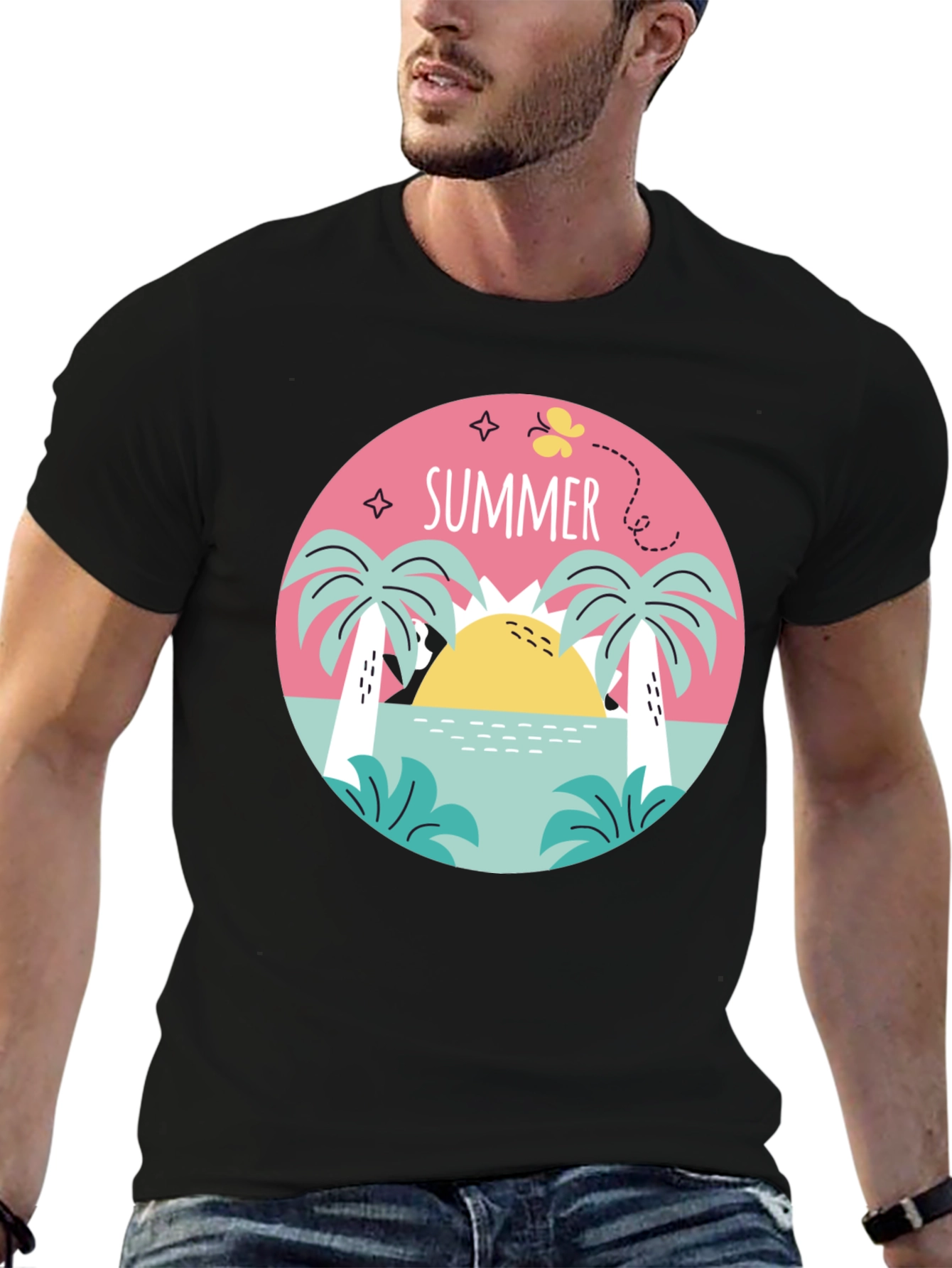 Summer Vibes Graphic Tee - Black