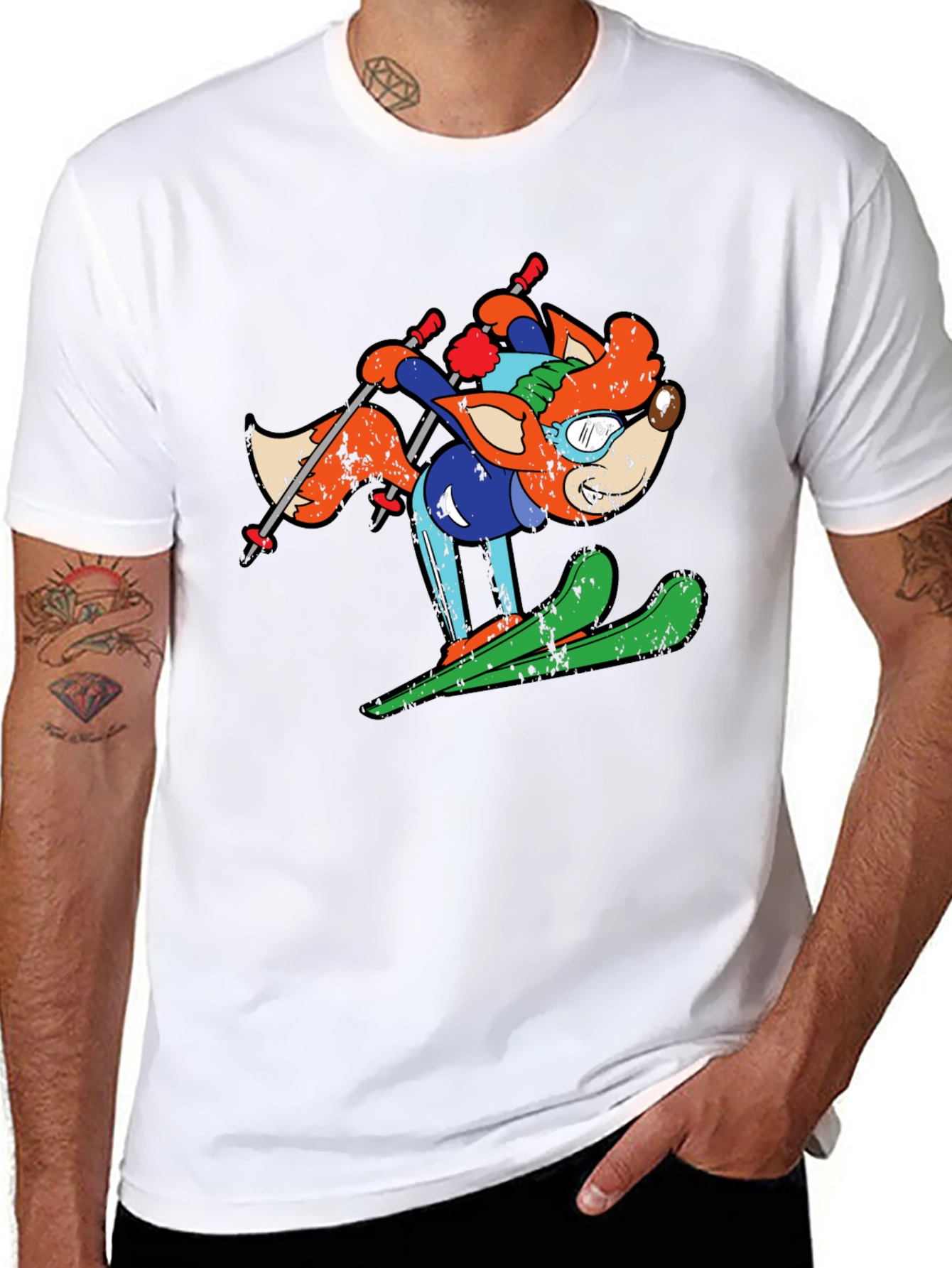 Skiing Fox T-Shirt - Unique Graphic Tee