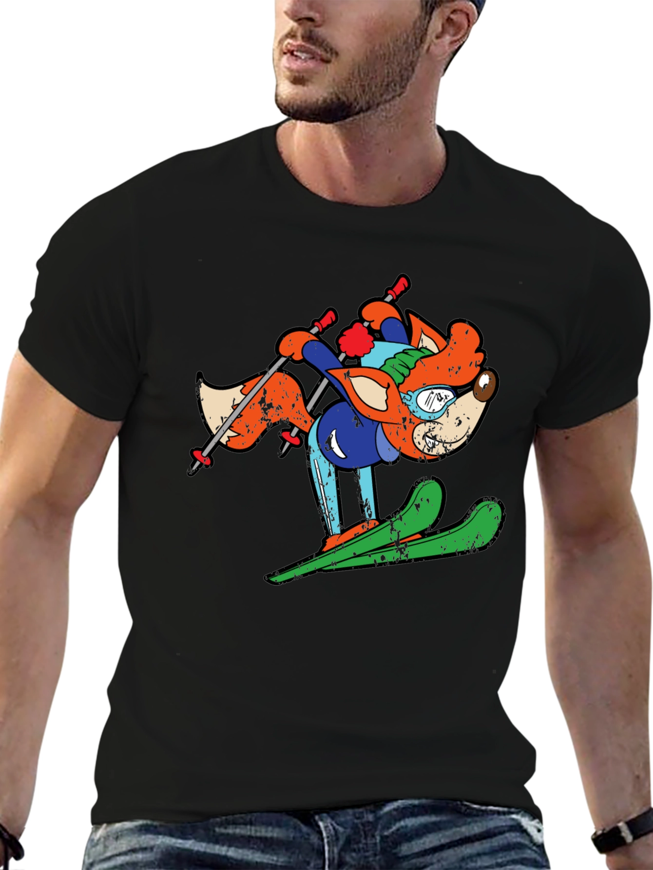 Skiing Fox T-Shirt - Unique Graphic Tee