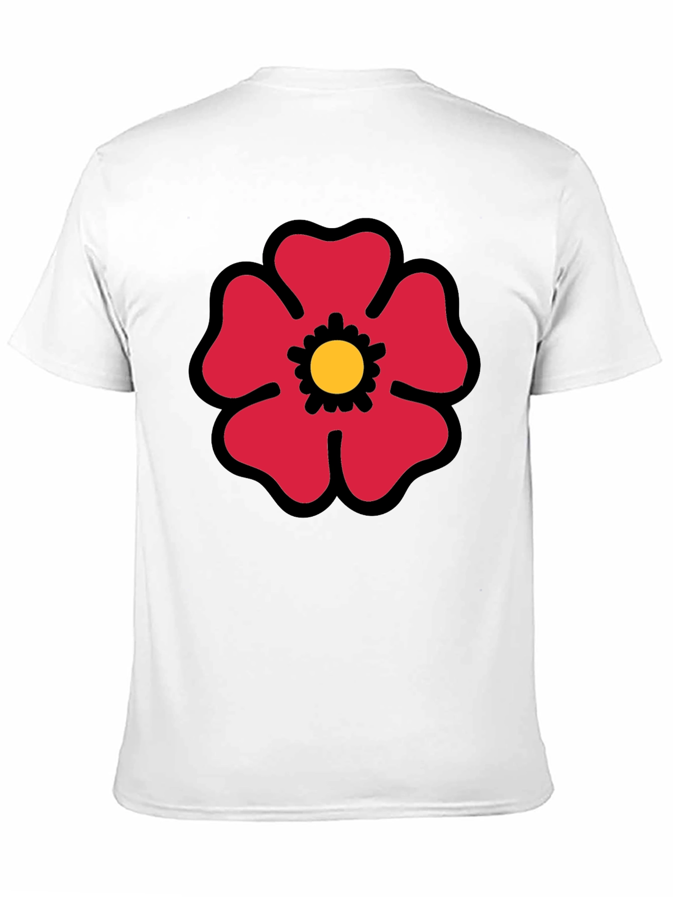 Red Flower Graphic Print Black T-Shirt