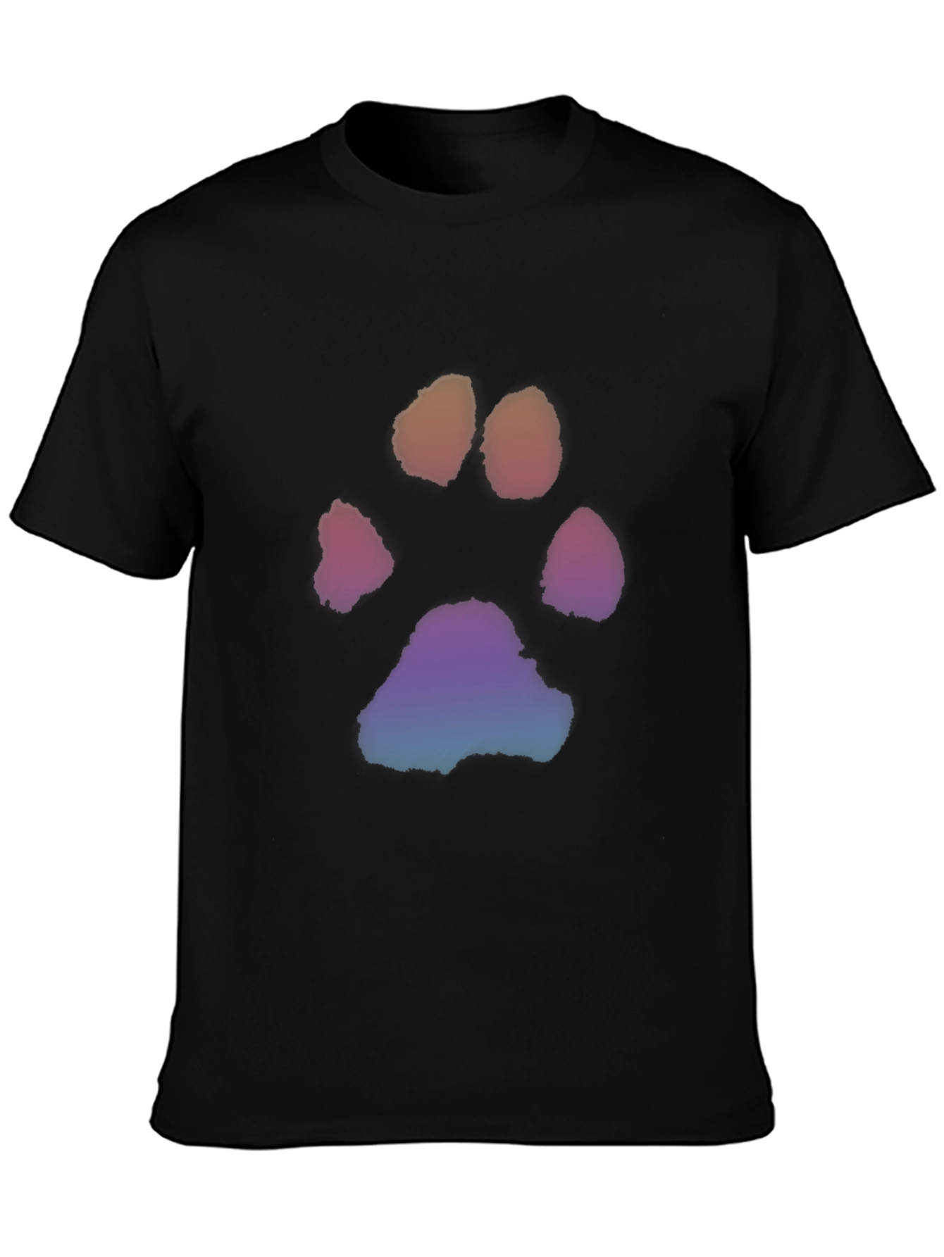 Rainbow Paw Print Black T-Shirt