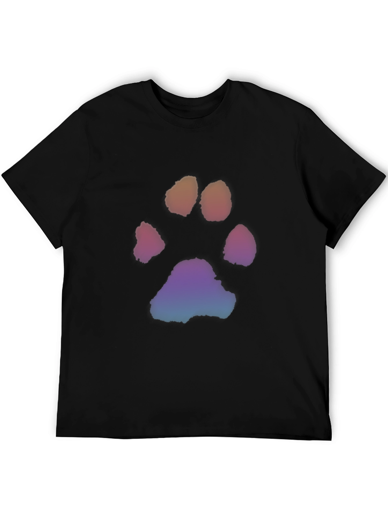 Rainbow Paw Print Black T-Shirt