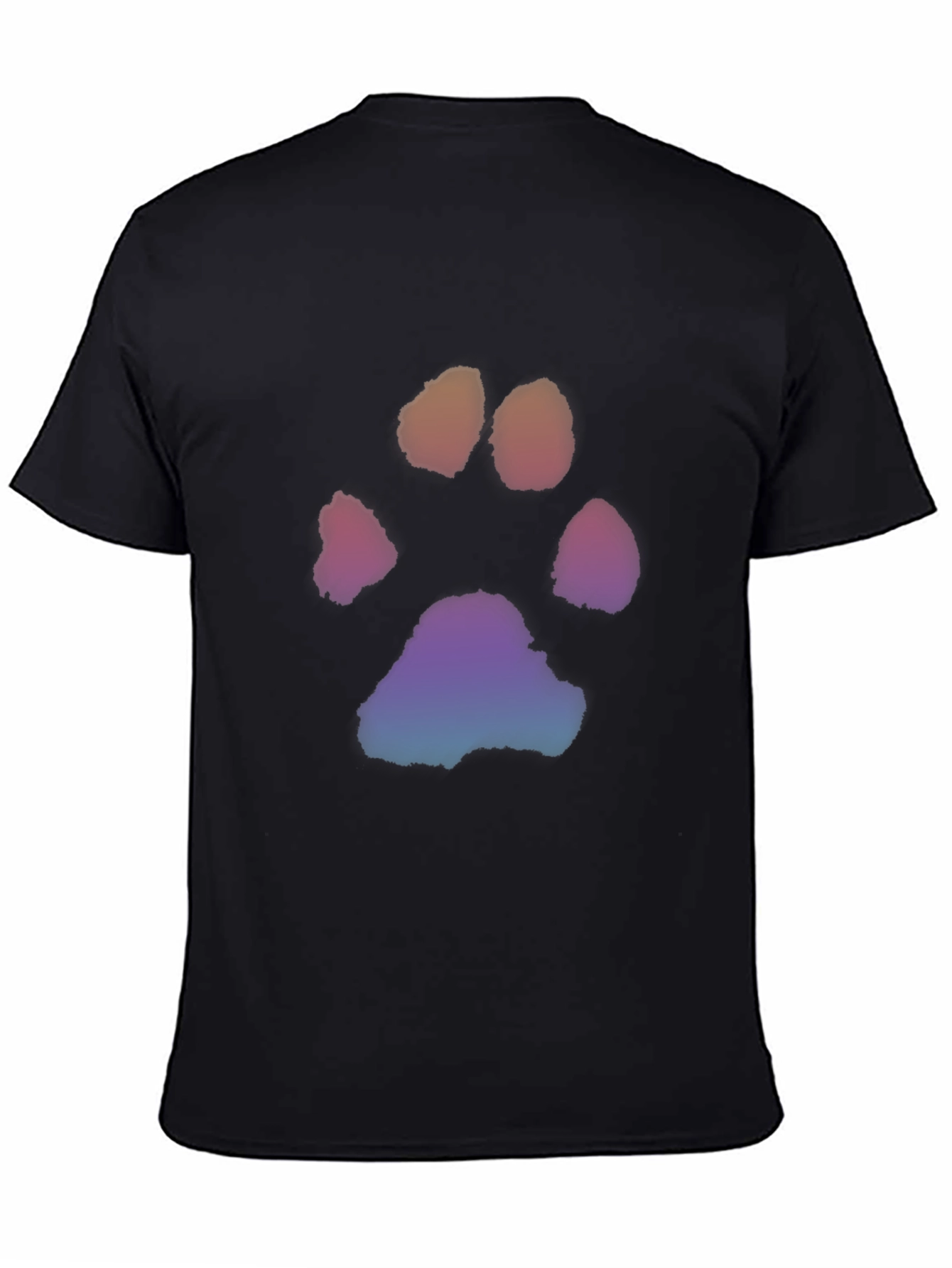 Rainbow Paw Print Black T-Shirt
