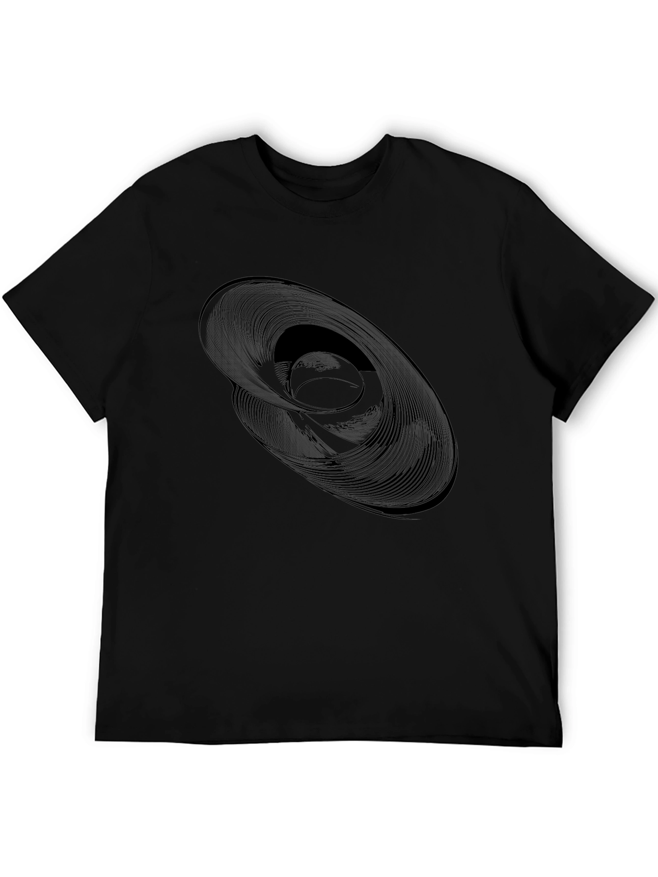 Abstract Swirl Graphic Black T-Shirt