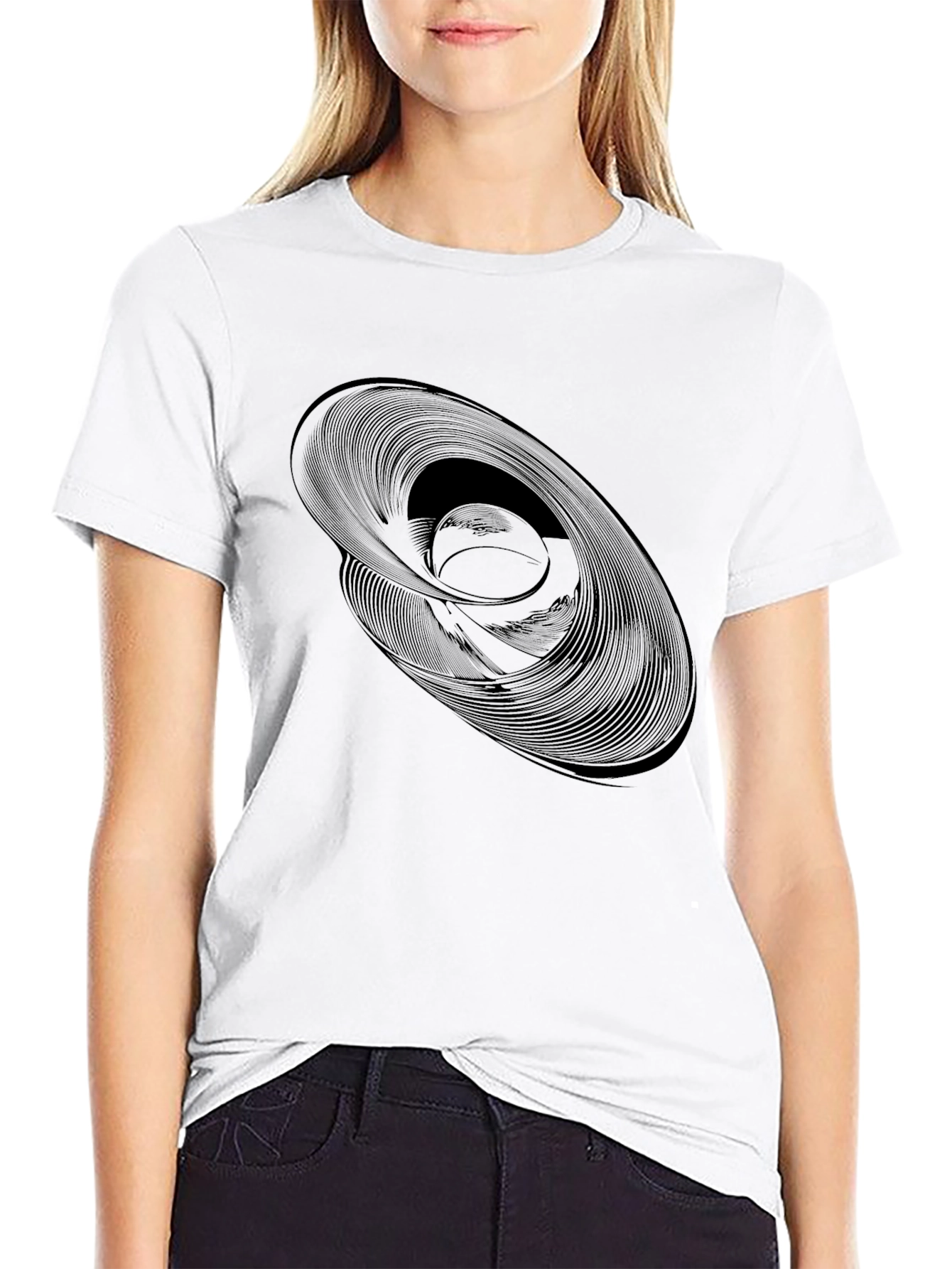 Abstract Swirl Graphic Black T-Shirt