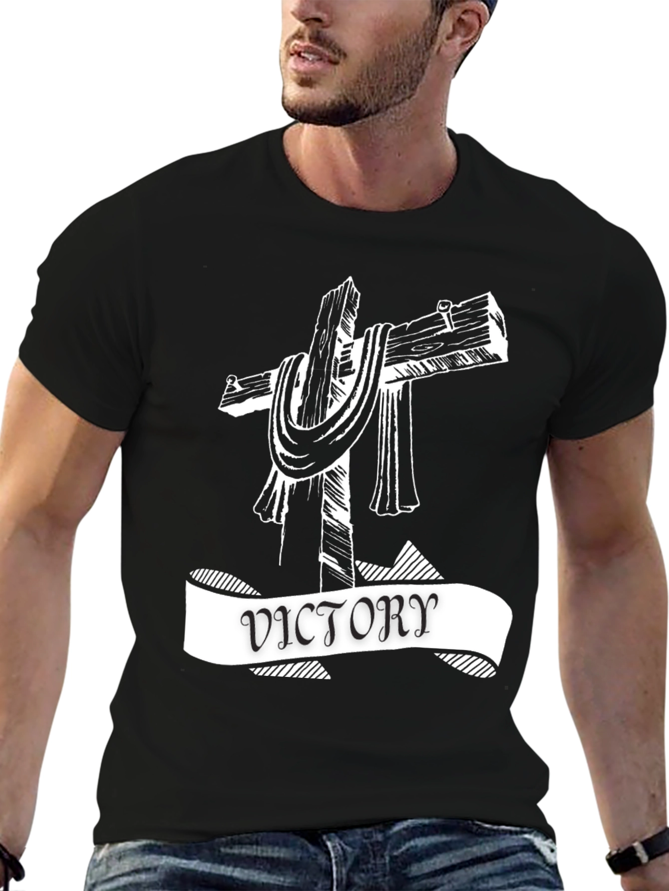 Victory Cross Graphic Tee - Black