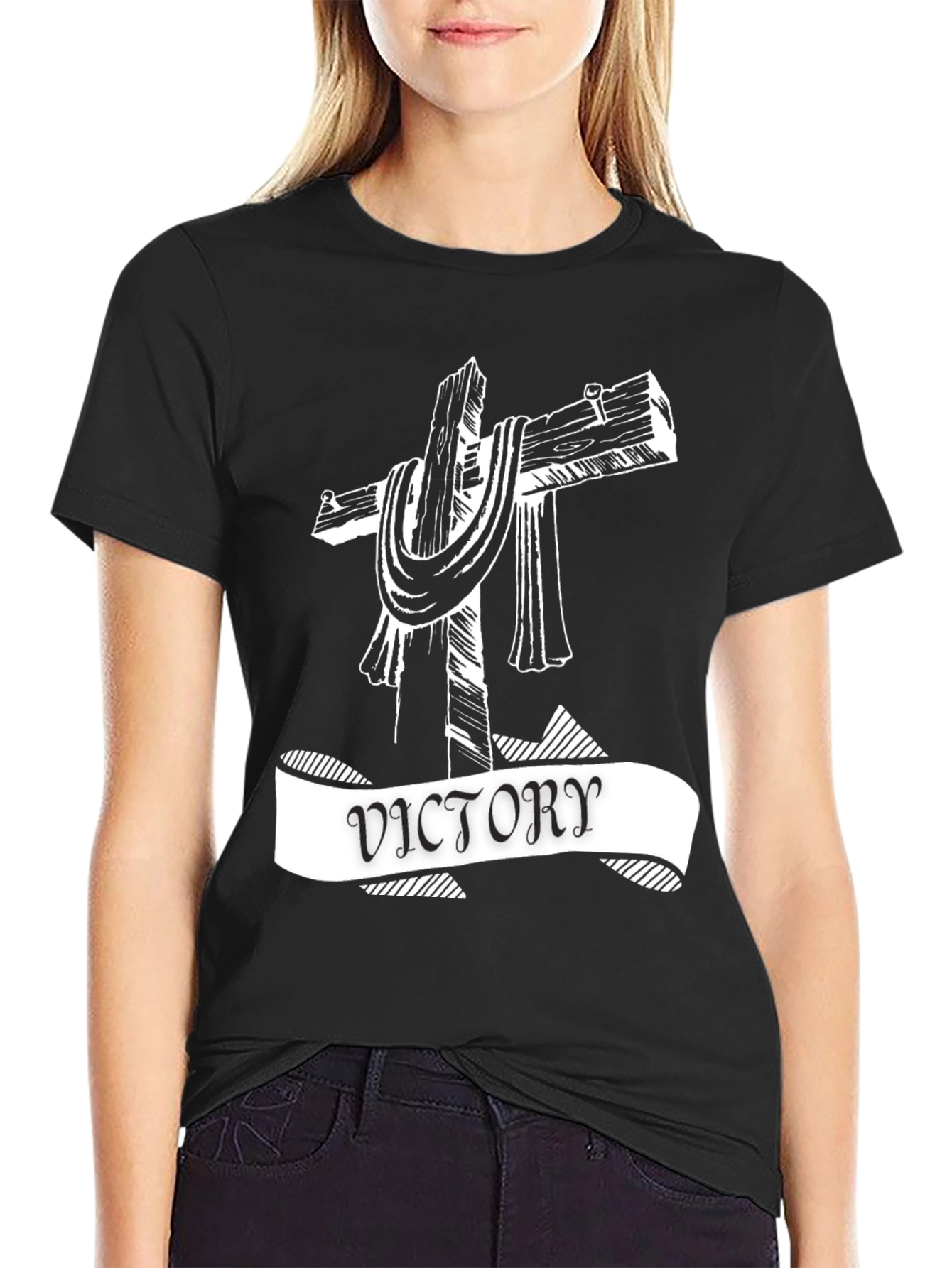 Victory Cross Graphic Tee - Black