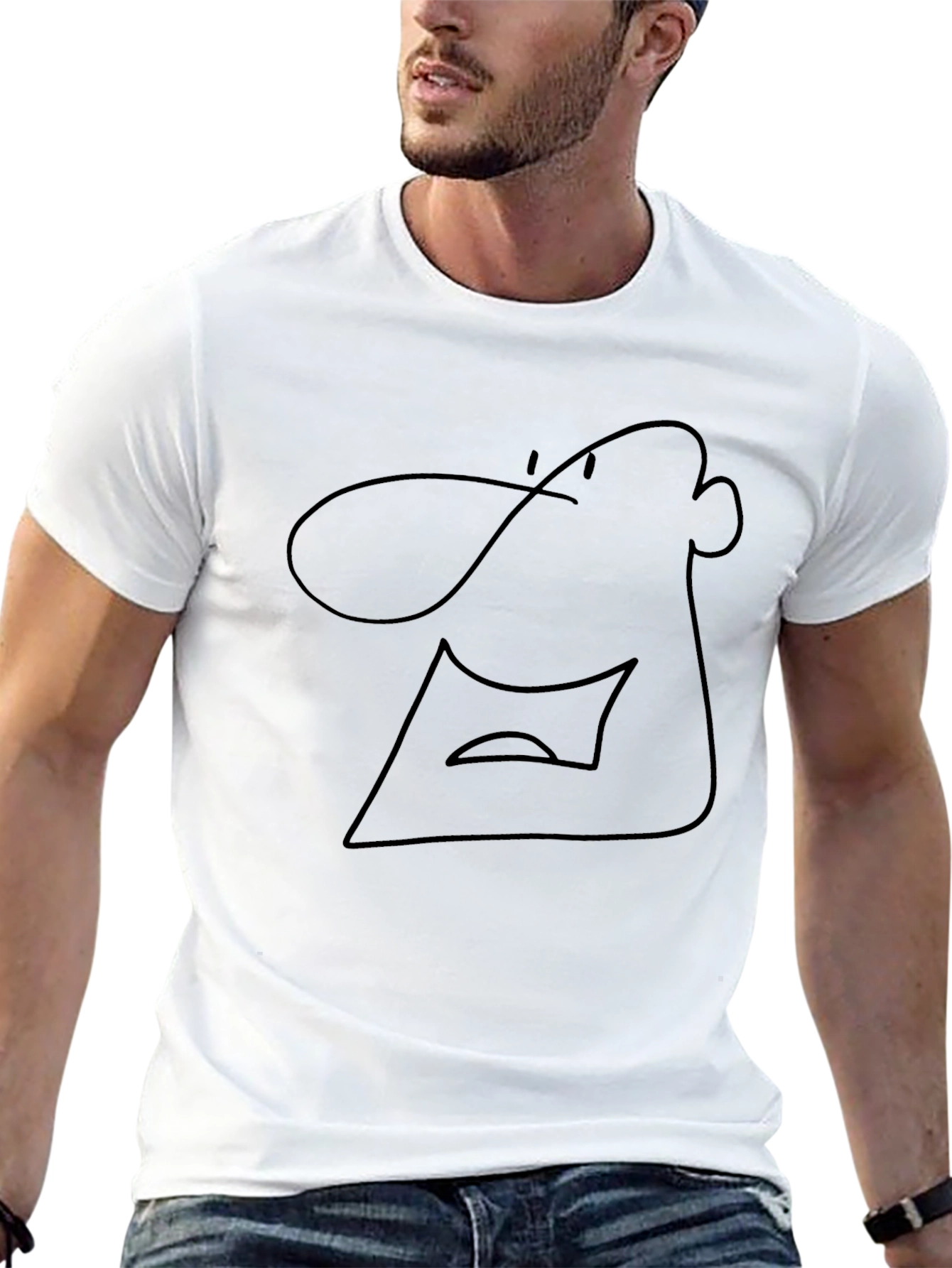 Abstract Line Art Graphic Black T-Shirt