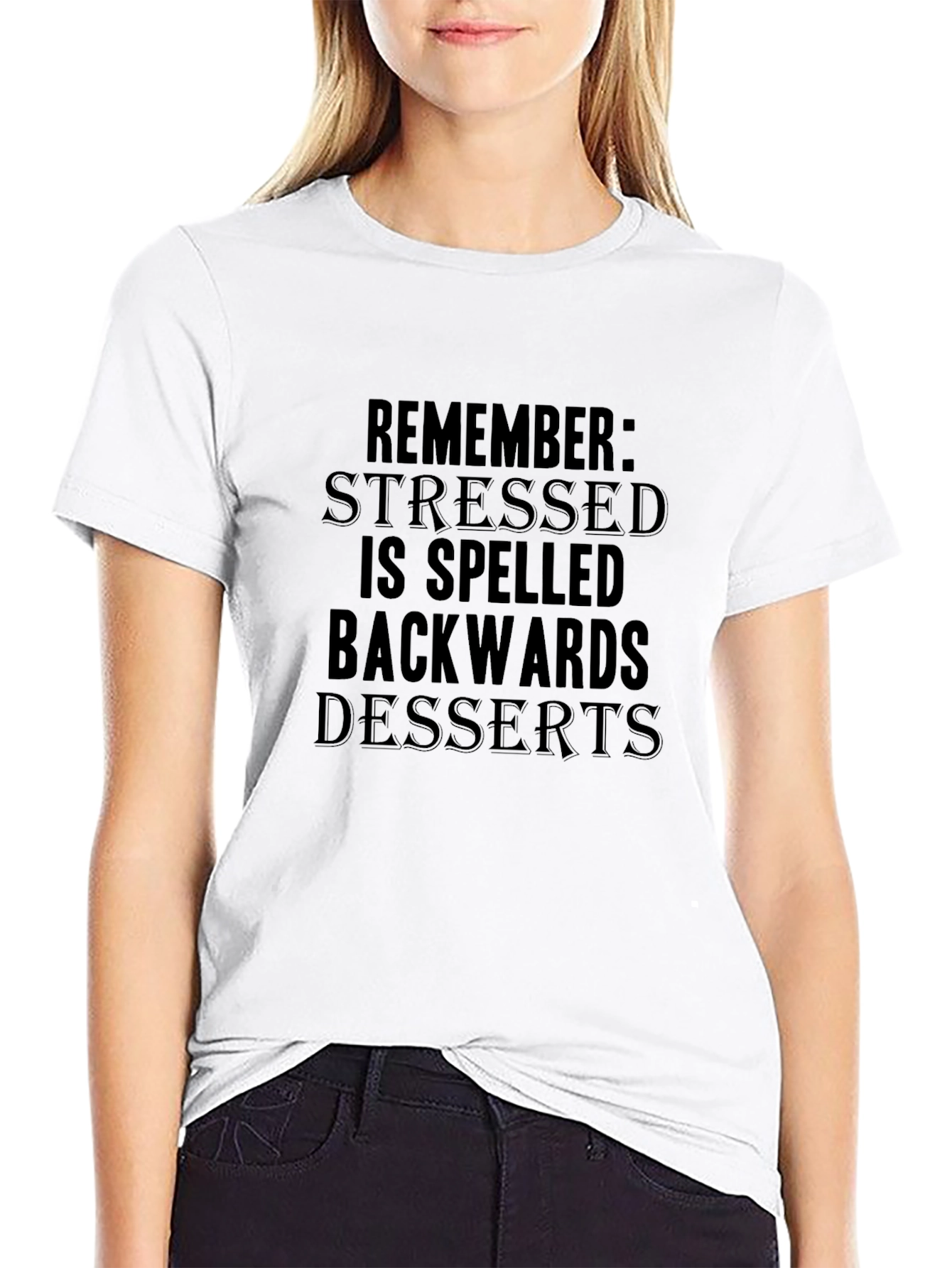 Stressed is Desserts Backwards Graphic T-Shirt