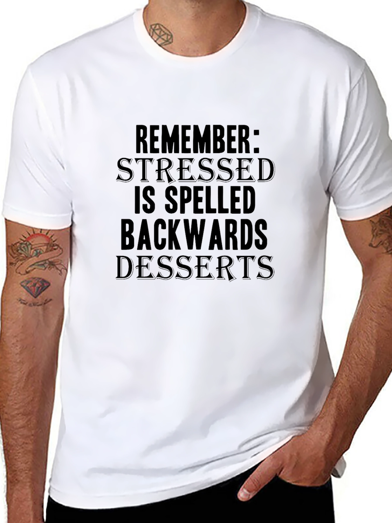 Stressed is Desserts Backwards Graphic T-Shirt